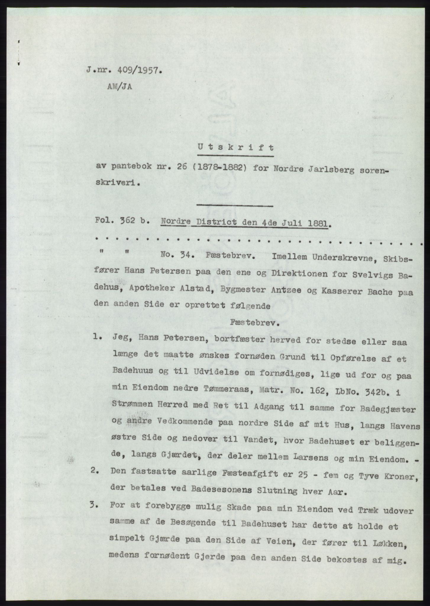 Statsarkivet i Kongsberg, AV/SAKO-A-0001/E/Ee/L0009: Avskrifter, SAO jnr. 354/1957 - 770/1957, 1957, p. 50