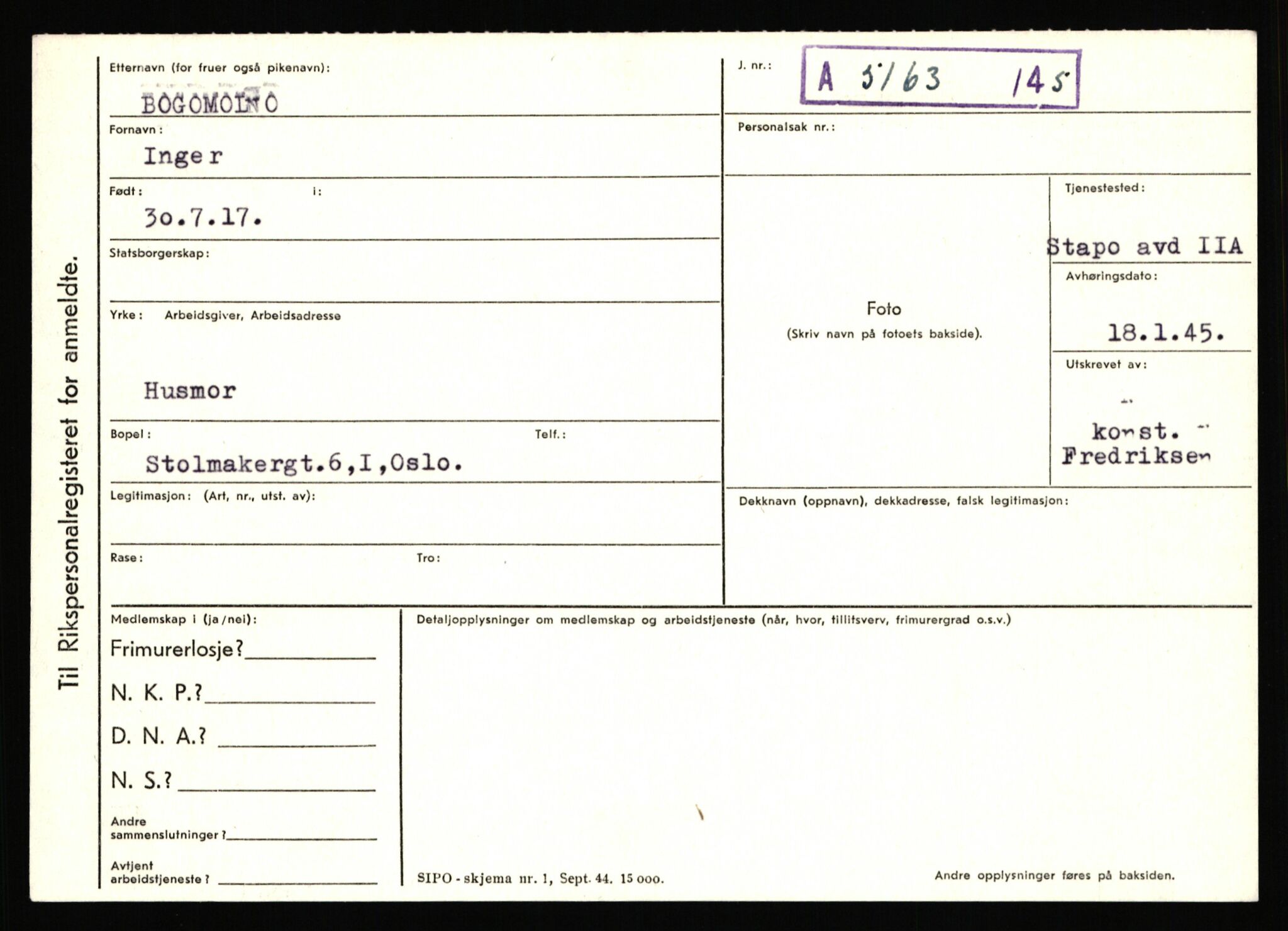 Statspolitiet - Hovedkontoret / Osloavdelingen, AV/RA-S-1329/C/Ca/L0002: Arneberg - Brand, 1943-1945, p. 4421