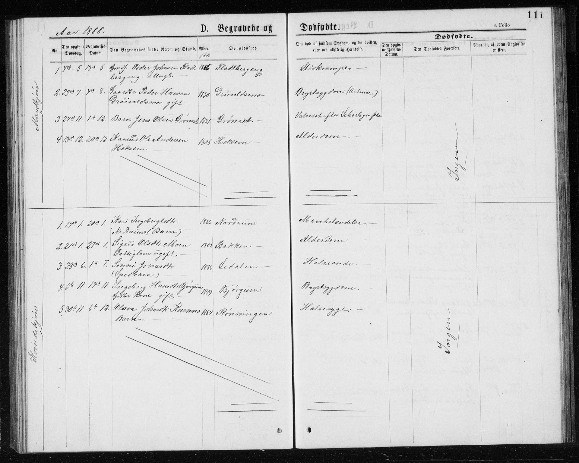 Ministerialprotokoller, klokkerbøker og fødselsregistre - Sør-Trøndelag, SAT/A-1456/685/L0977: Parish register (copy) no. 685C02, 1879-1890, p. 111