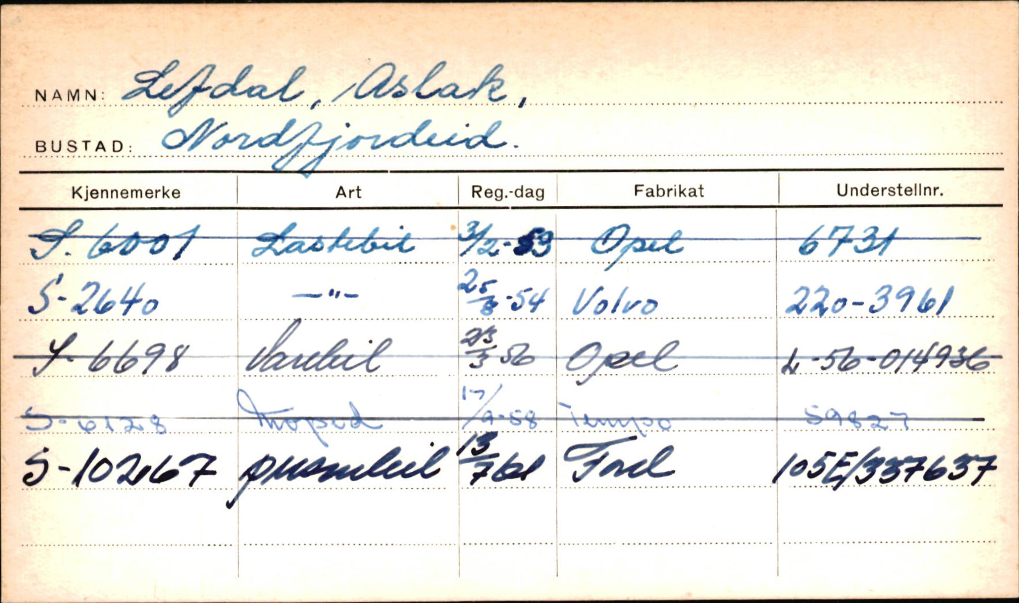 Statens vegvesen, Sogn og Fjordane vegkontor, AV/SAB-A-5301/4/F/L0001B: Eigarregister Fjordane til 1.6.1961, 1930-1961, p. 452