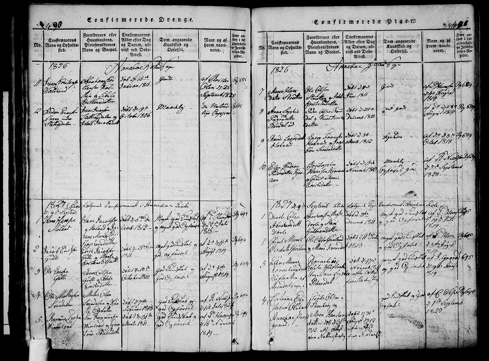 Andebu kirkebøker, AV/SAKO-A-336/G/Ga/L0002: Parish register (copy) no. I 2 /1, 1823-1832, p. 490-491