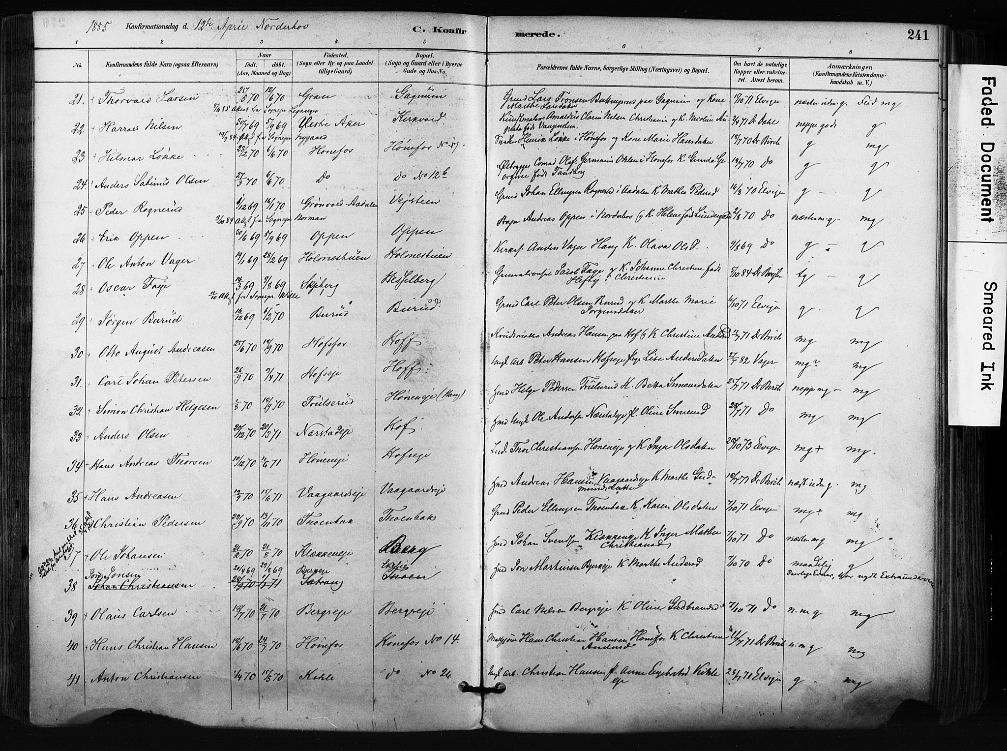 Norderhov kirkebøker, AV/SAKO-A-237/F/Fa/L0016: Parish register (official) no. 16, 1885-1902, p. 241