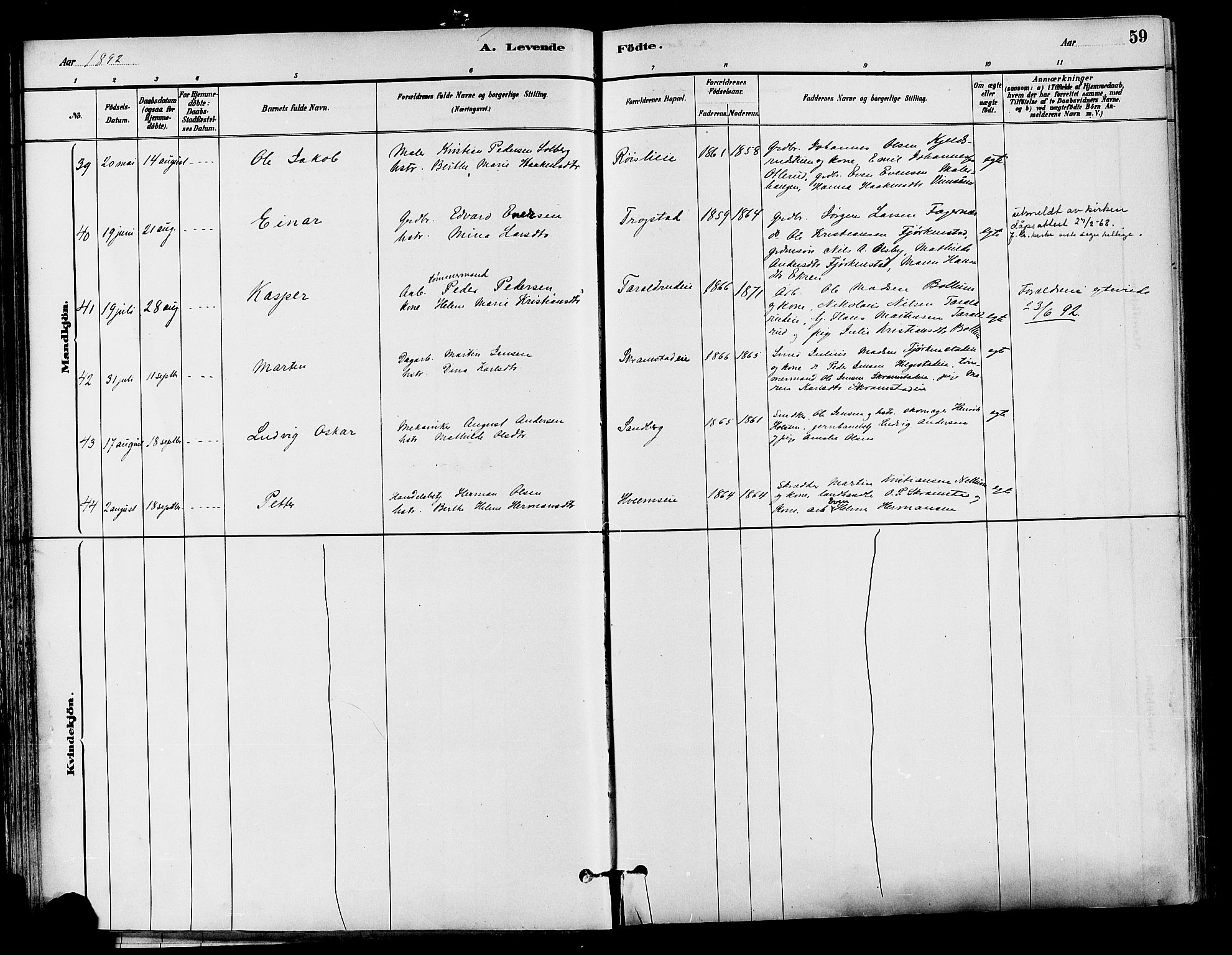 Østre Toten prestekontor, AV/SAH-PREST-104/H/Ha/Haa/L0007: Parish register (official) no. 7, 1881-1896, p. 59