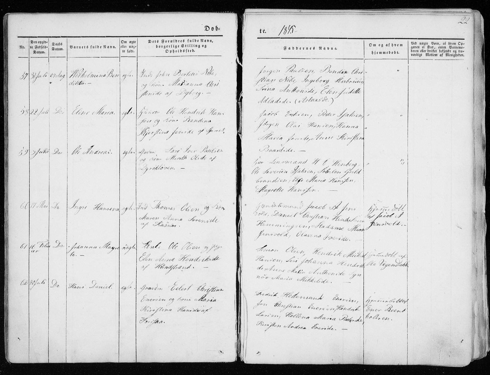 Tranøy sokneprestkontor, AV/SATØ-S-1313/I/Ia/Iaa/L0006kirke: Parish register (official) no. 6, 1844-1855, p. 22