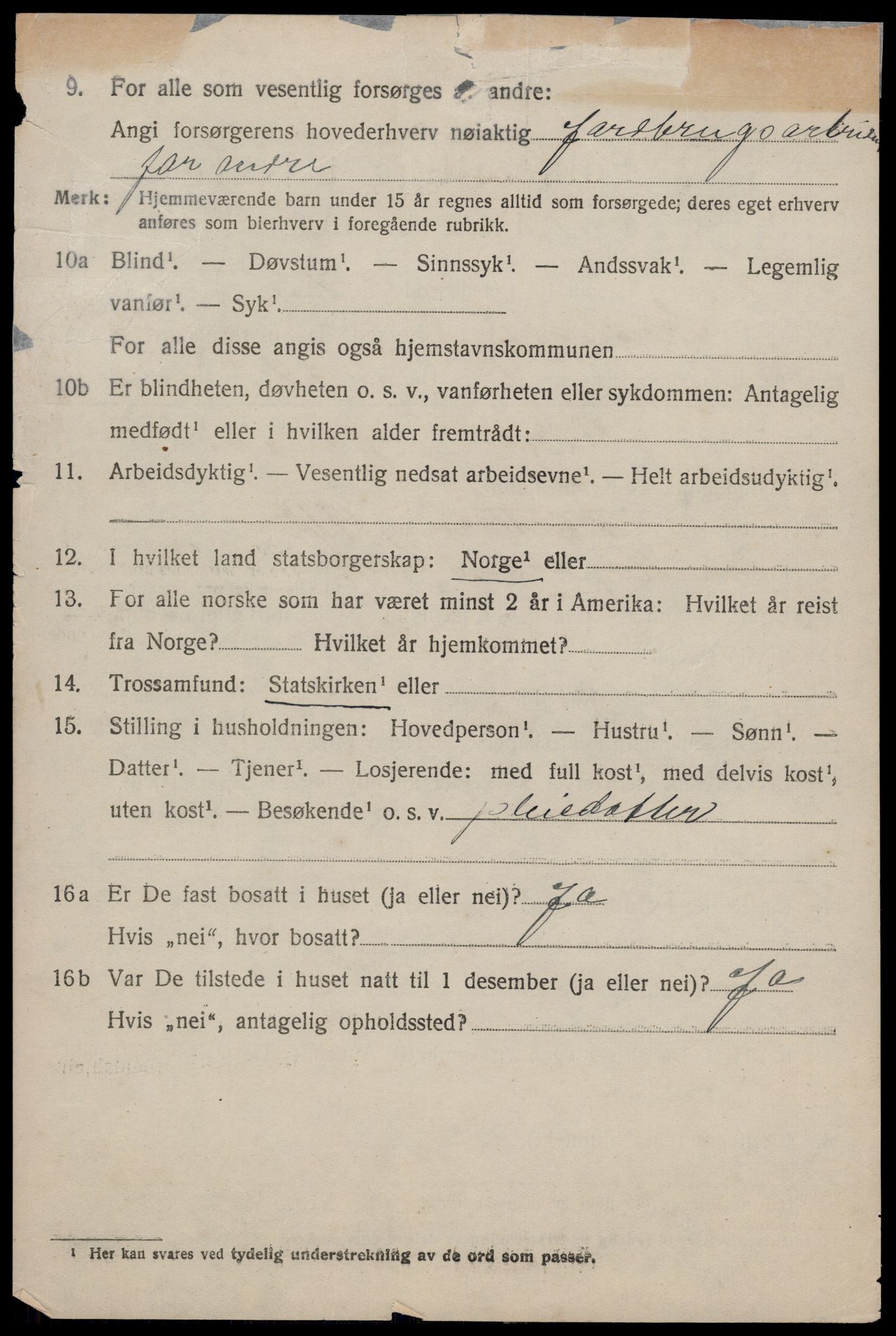 SAST, 1920 census for Skudenes, 1920, p. 1161