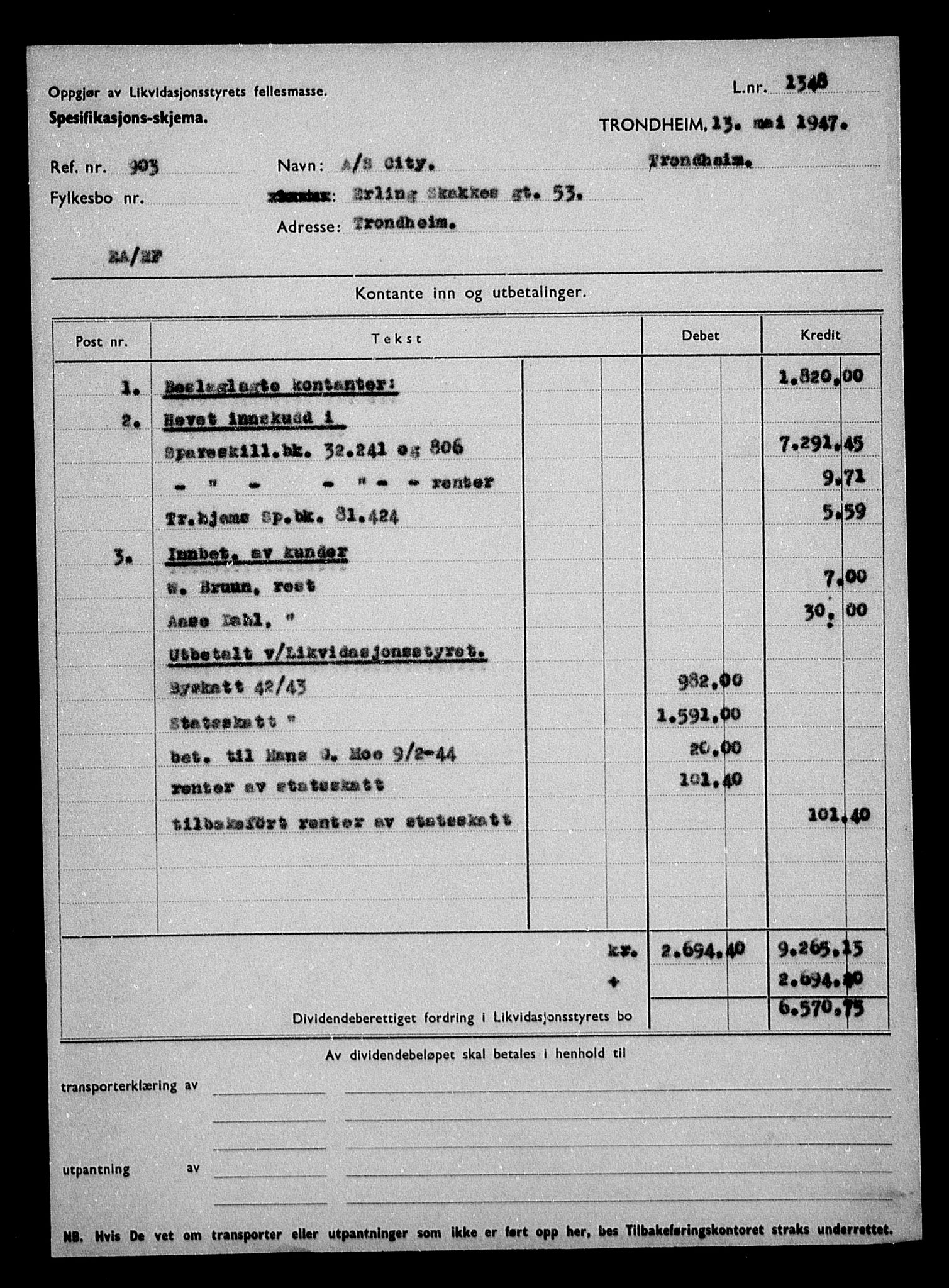 Justisdepartementet, Tilbakeføringskontoret for inndratte formuer, AV/RA-S-1564/H/Hc/Hca/L0894: --, 1945-1947, p. 170