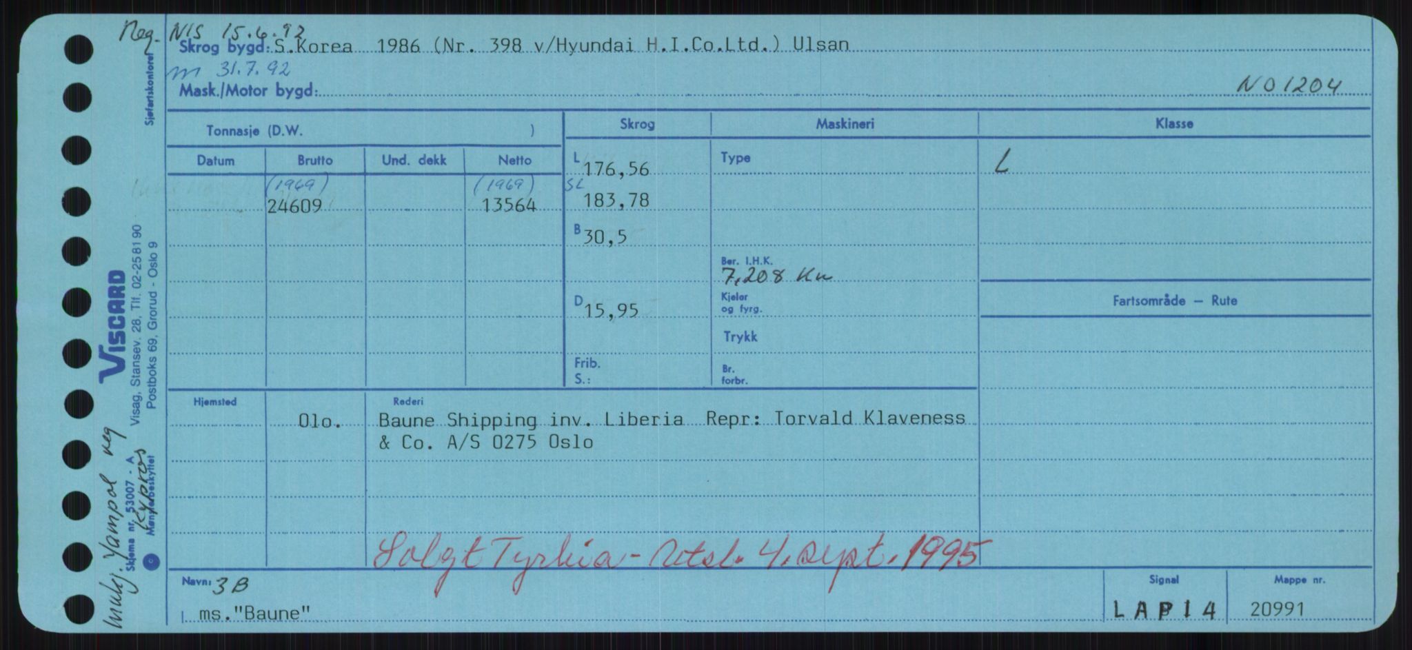 Sjøfartsdirektoratet med forløpere, Skipsmålingen, AV/RA-S-1627/H/Hd/L0003: Fartøy, B-Bev, p. 399