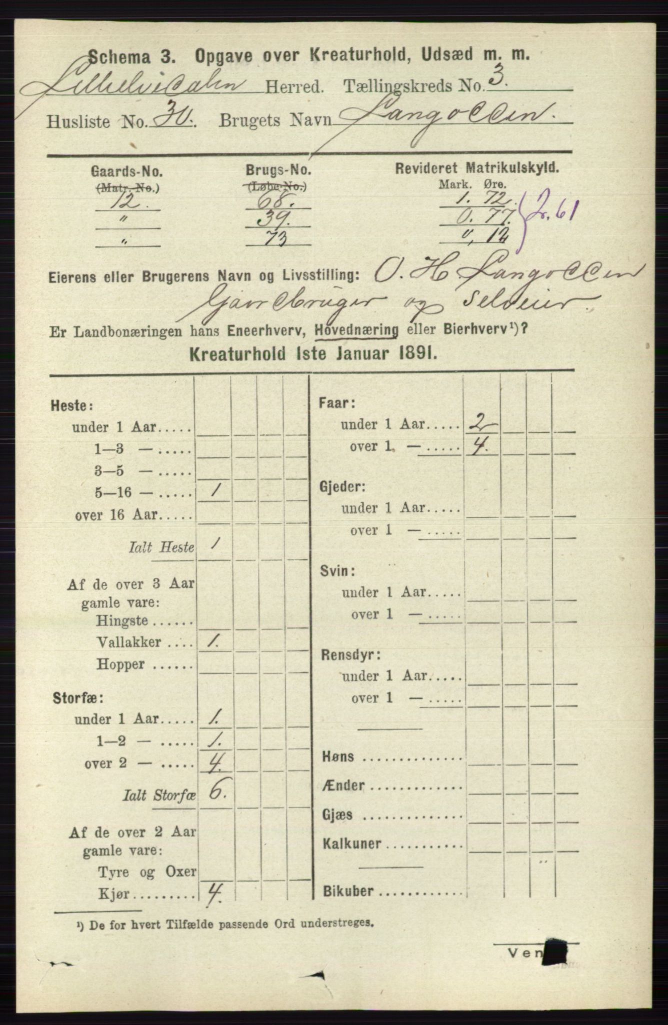 RA, 1891 census for 0438 Lille Elvedalen, 1891, p. 4224