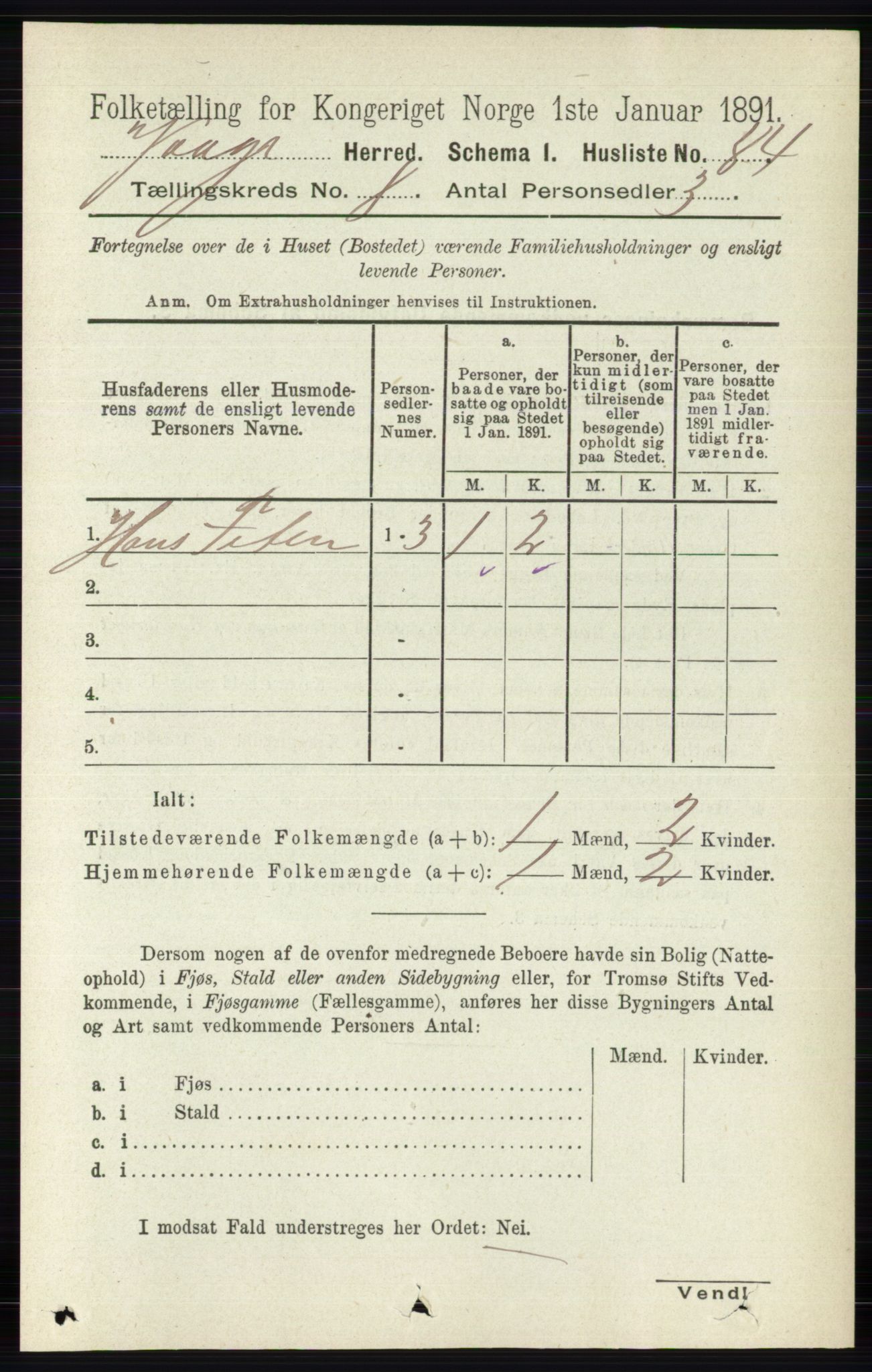 RA, 1891 census for 0515 Vågå, 1891, p. 4875