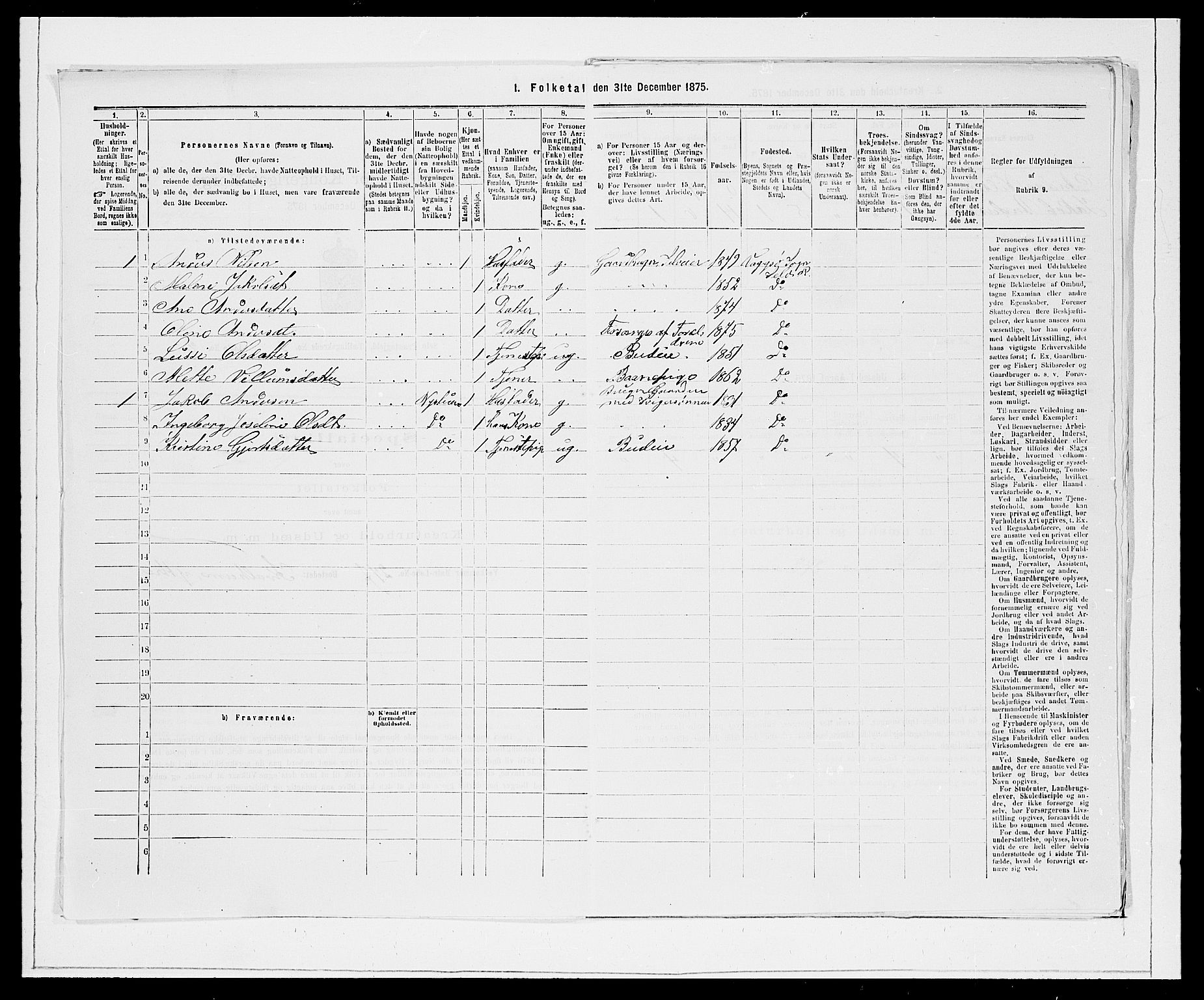 SAB, 1875 Census for 1441P Selje, 1875, p. 379