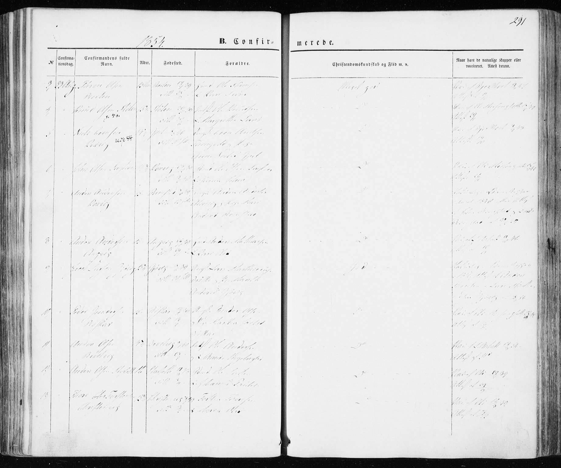 Ministerialprotokoller, klokkerbøker og fødselsregistre - Møre og Romsdal, AV/SAT-A-1454/586/L0984: Parish register (official) no. 586A10, 1844-1856, p. 291