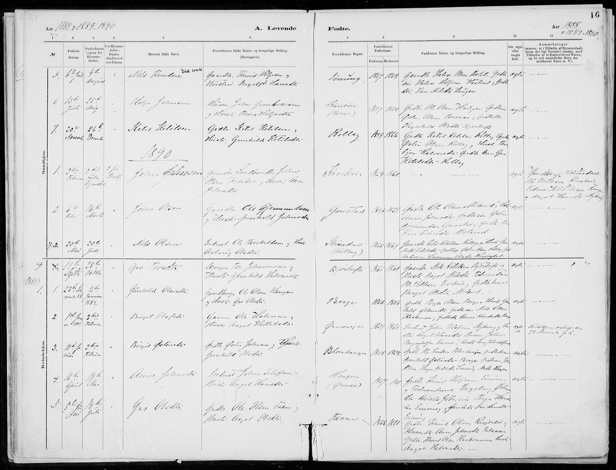 Tinn kirkebøker, AV/SAKO-A-308/F/Fb/L0002: Parish register (official) no. II 2, 1878-1917, p. 16