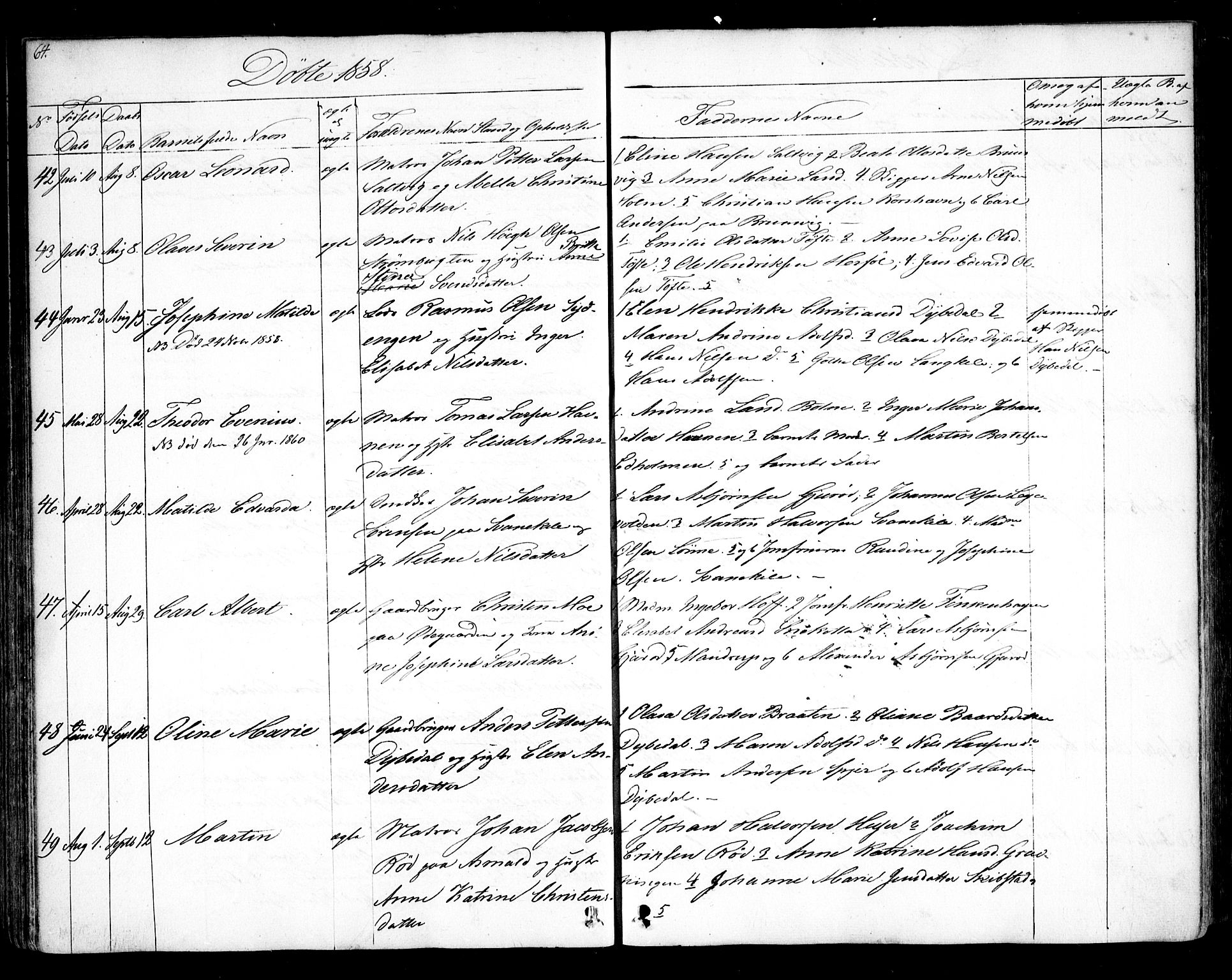 Hvaler prestekontor Kirkebøker, AV/SAO-A-2001/F/Fa/L0006: Parish register (official) no. I 6, 1846-1863, p. 64