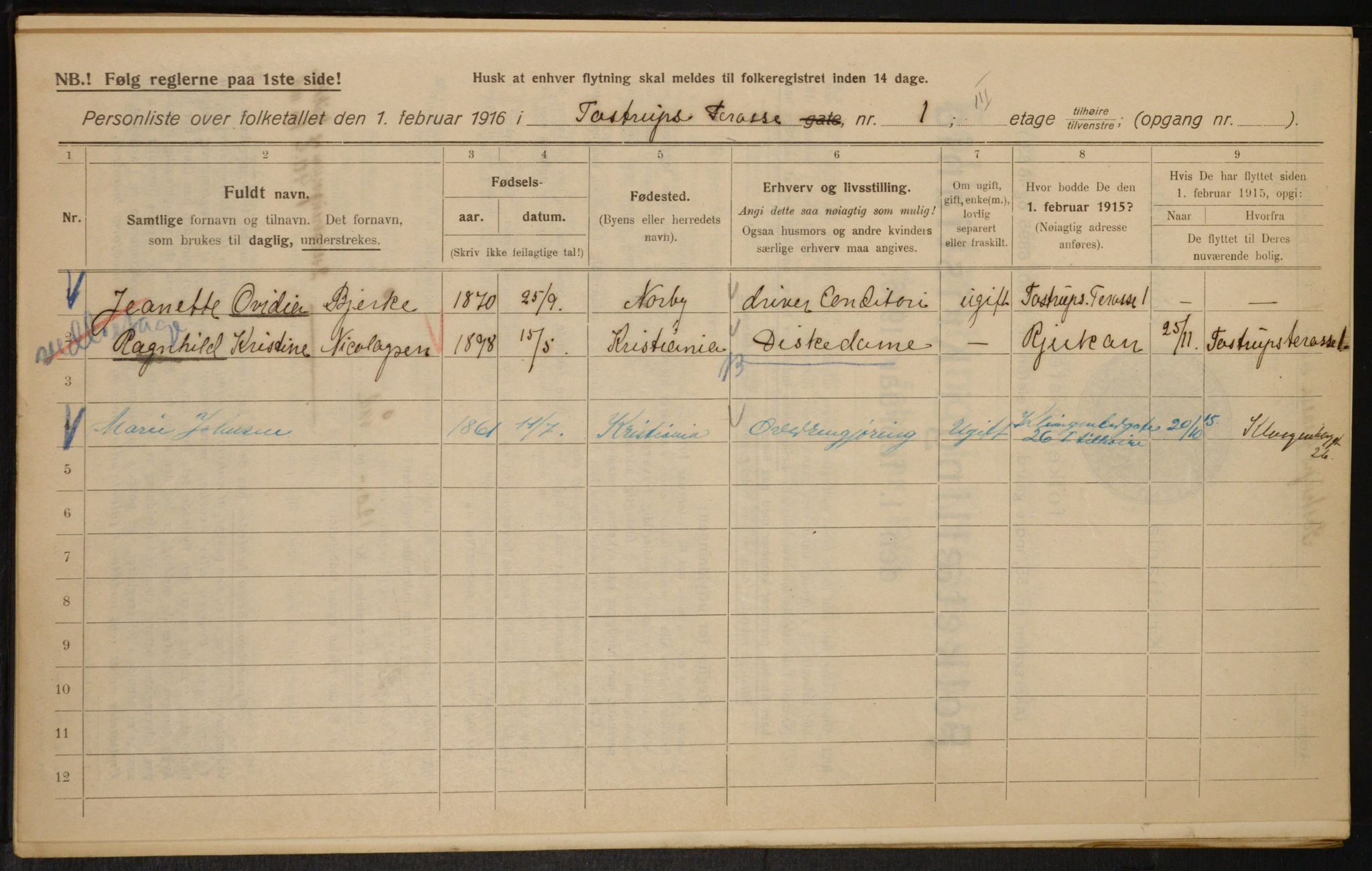 OBA, Municipal Census 1916 for Kristiania, 1916, p. 118353