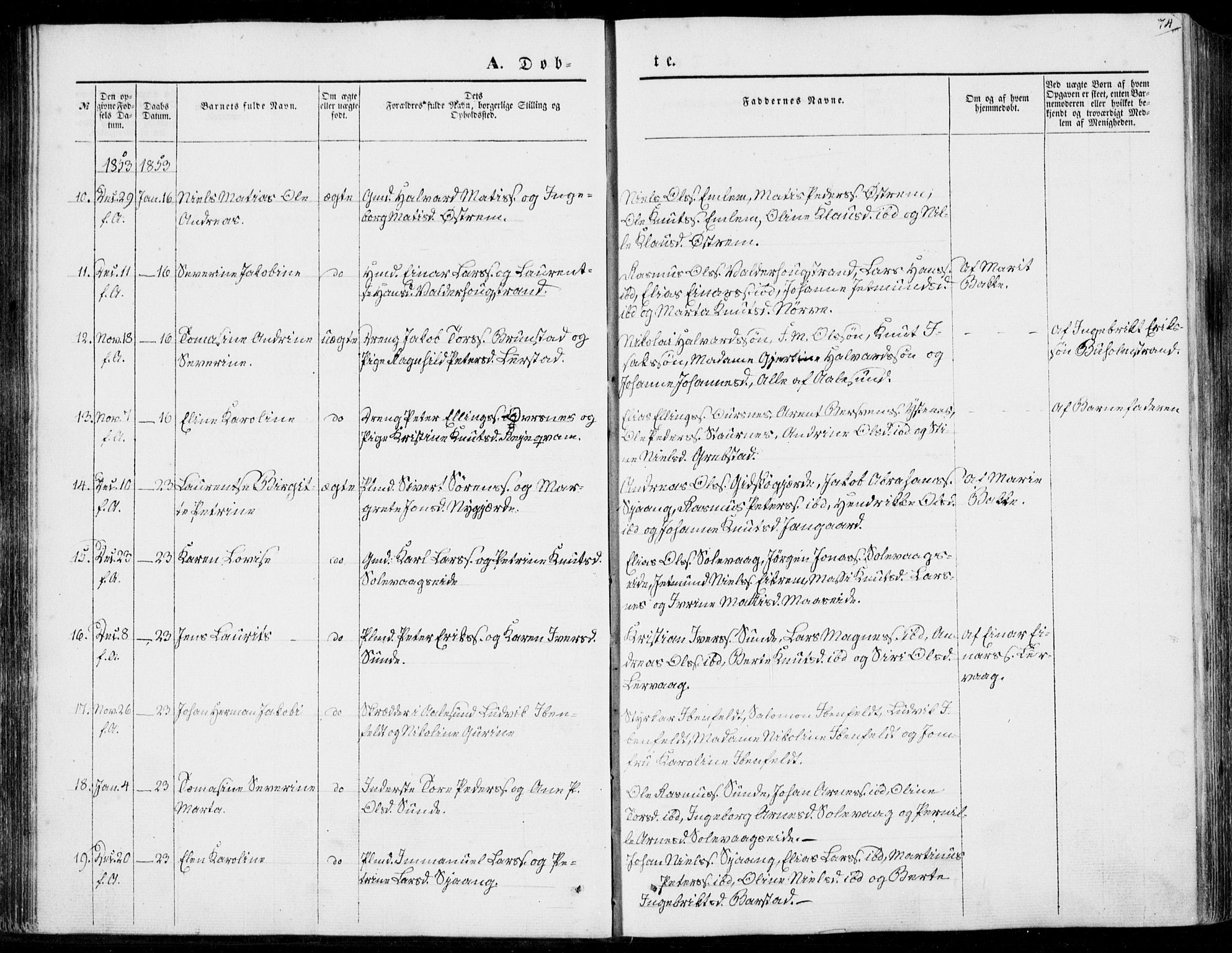 Ministerialprotokoller, klokkerbøker og fødselsregistre - Møre og Romsdal, AV/SAT-A-1454/528/L0397: Parish register (official) no. 528A08, 1848-1858, p. 74