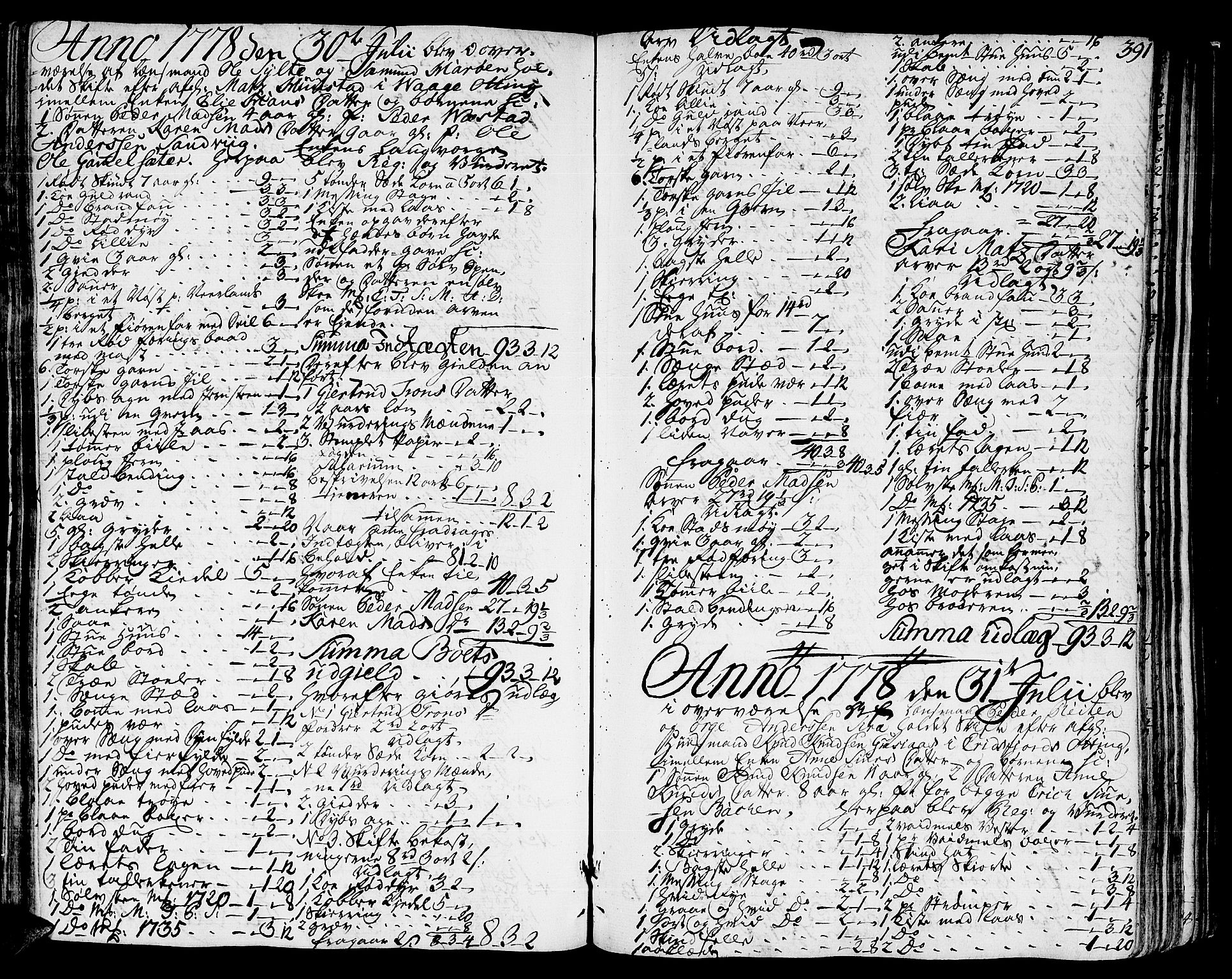 Romsdal sorenskriveri, SAT/A-4149/1/3/3A/L0010: Skifteprotokoll, 1774-1782, p. 390b-391a
