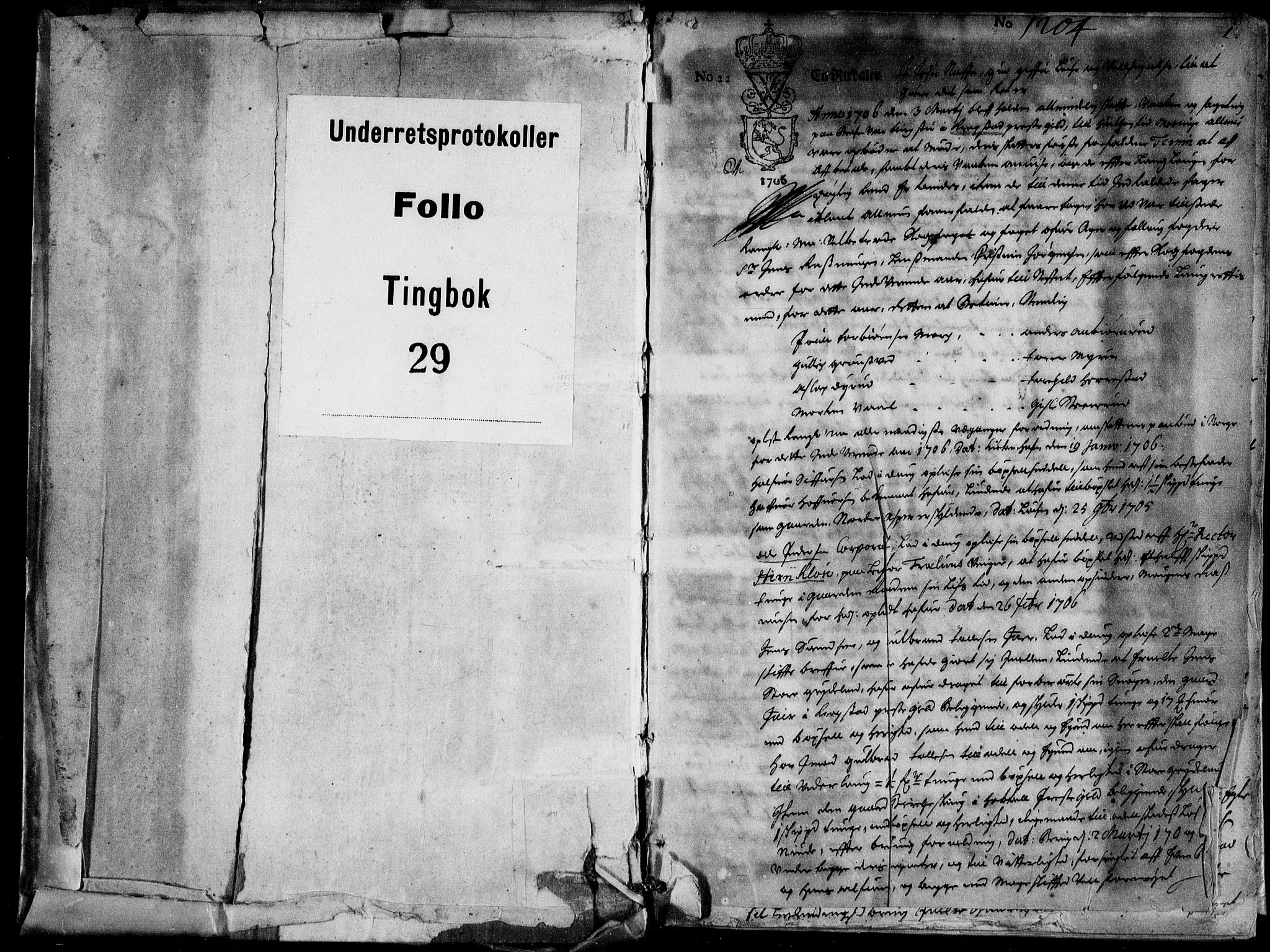 Follo sorenskriveri, SAO/A-10274/F/Fb/Fba/L0029: Tingbok, 1706-1708, p. 0b-1a