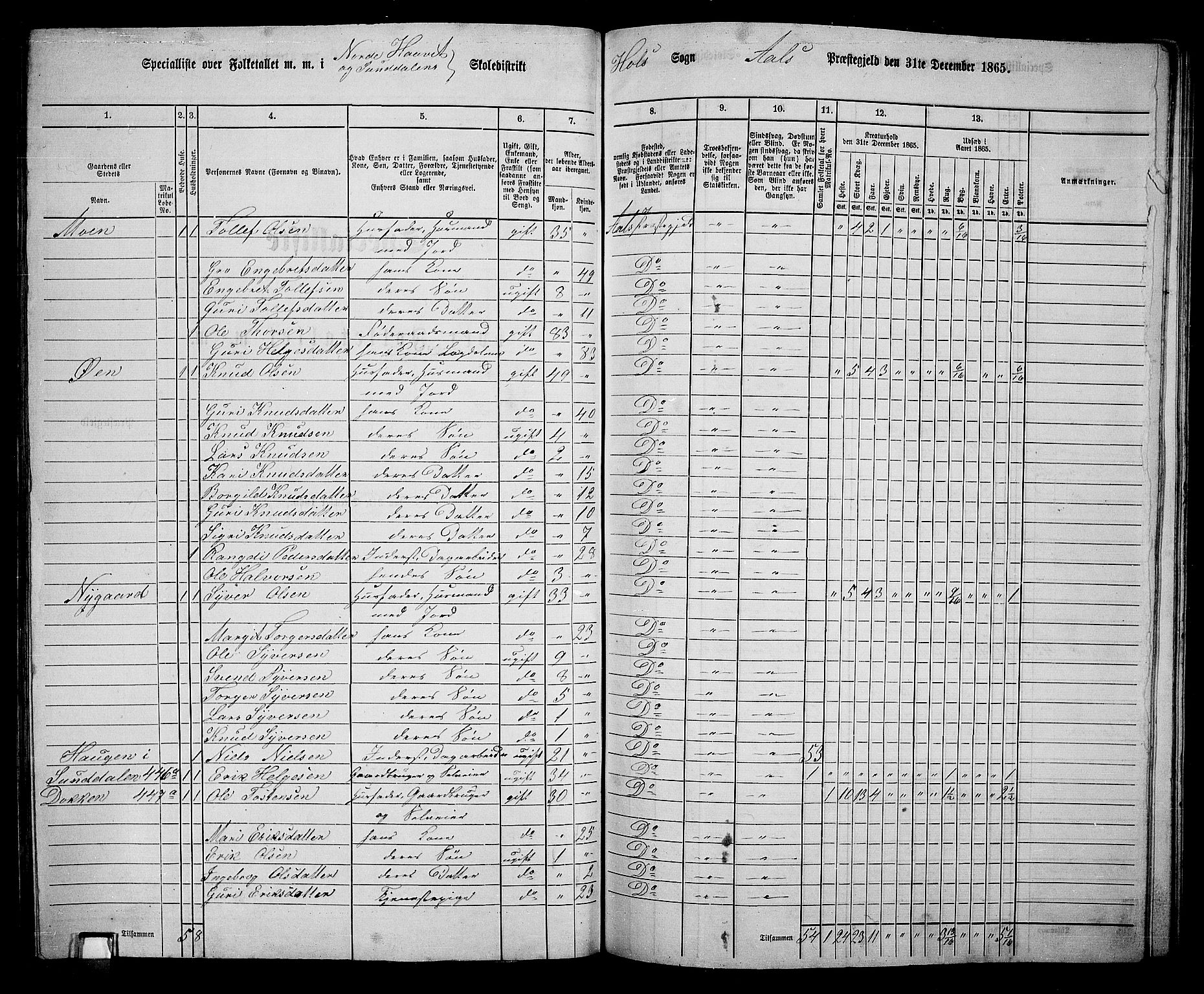 RA, 1865 census for Ål, 1865, p. 220