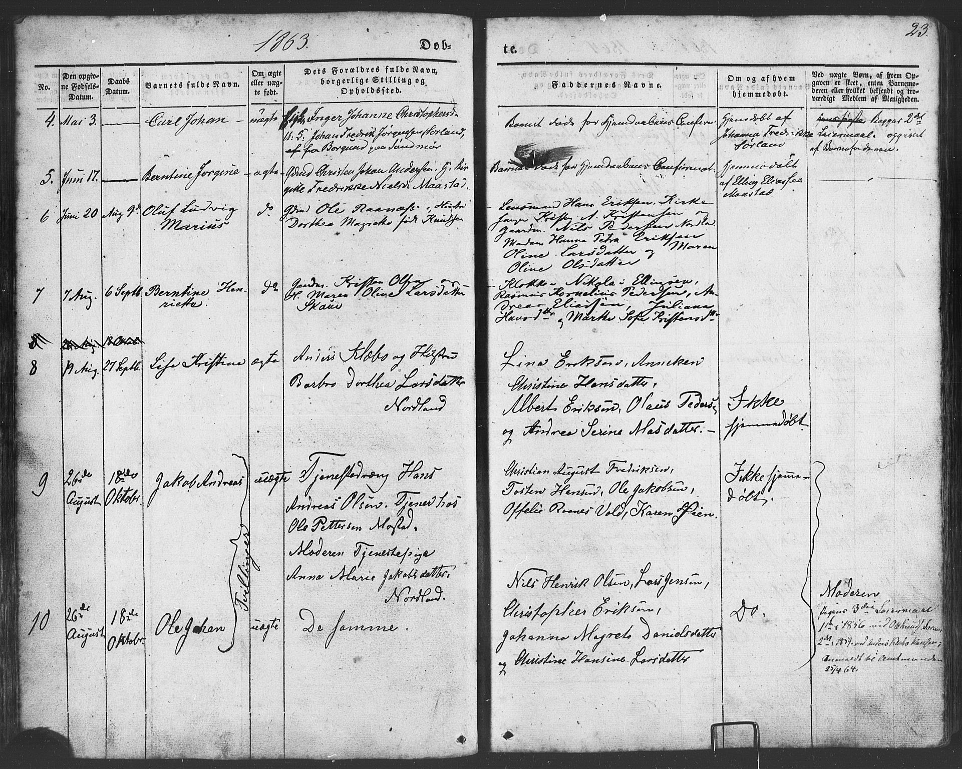 Ministerialprotokoller, klokkerbøker og fødselsregistre - Nordland, SAT/A-1459/807/L0121: Parish register (official) no. 807A04, 1846-1879, p. 23
