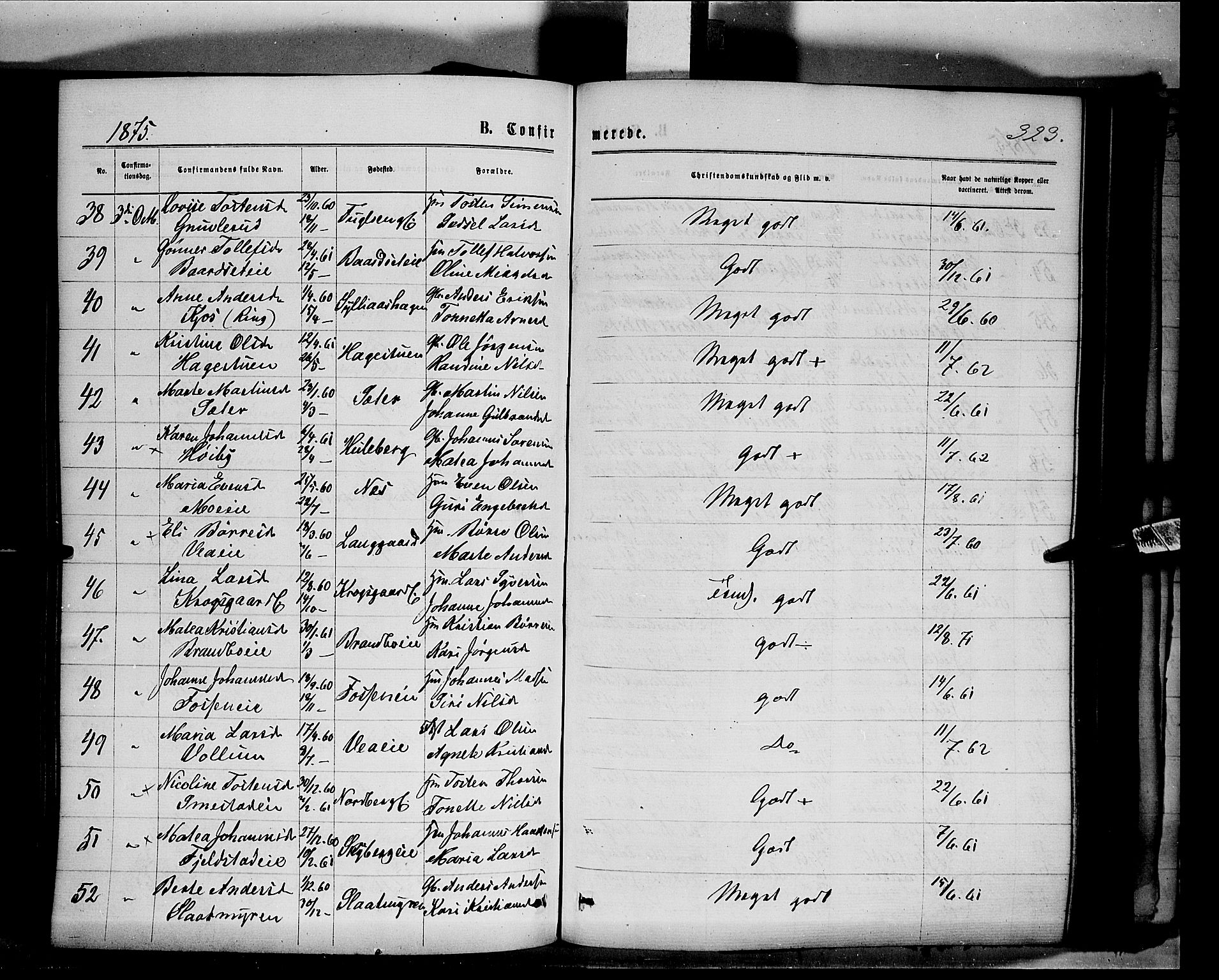 Ringsaker prestekontor, AV/SAH-PREST-014/K/Ka/L0011: Parish register (official) no. 11, 1870-1878, p. 323