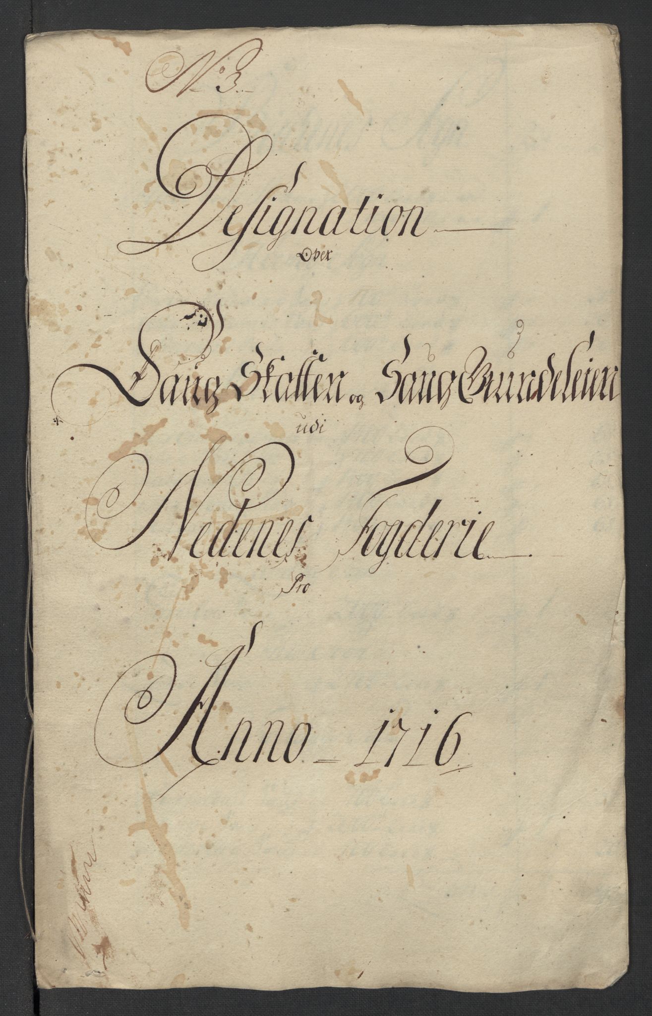 Rentekammeret inntil 1814, Reviderte regnskaper, Fogderegnskap, RA/EA-4092/R39/L2325: Fogderegnskap Nedenes, 1716, p. 127