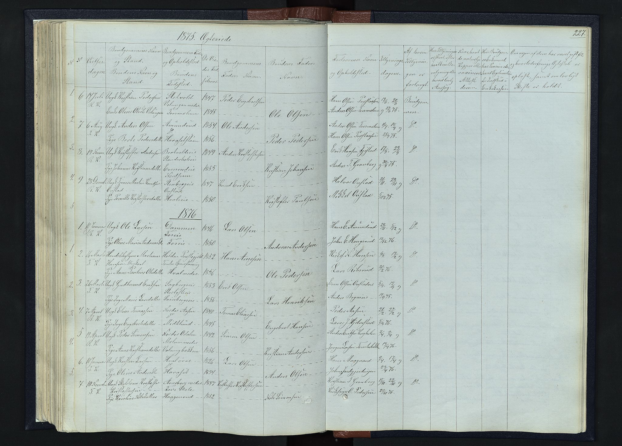 Romedal prestekontor, SAH/PREST-004/L/L0010: Parish register (copy) no. 10, 1860-1895, p. 227