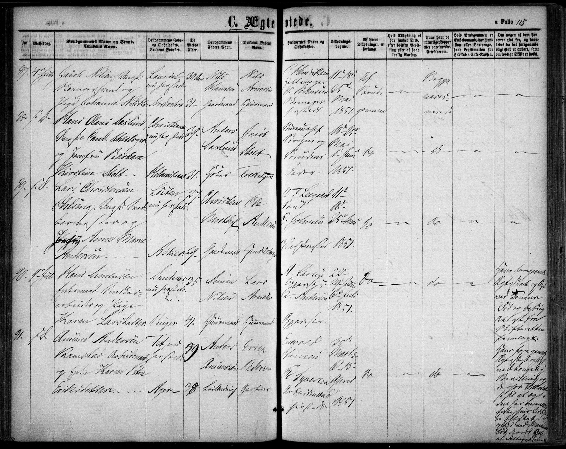 Oslo domkirke Kirkebøker, SAO/A-10752/F/Fa/L0020: Parish register (official) no. 20, 1848-1865, p. 115