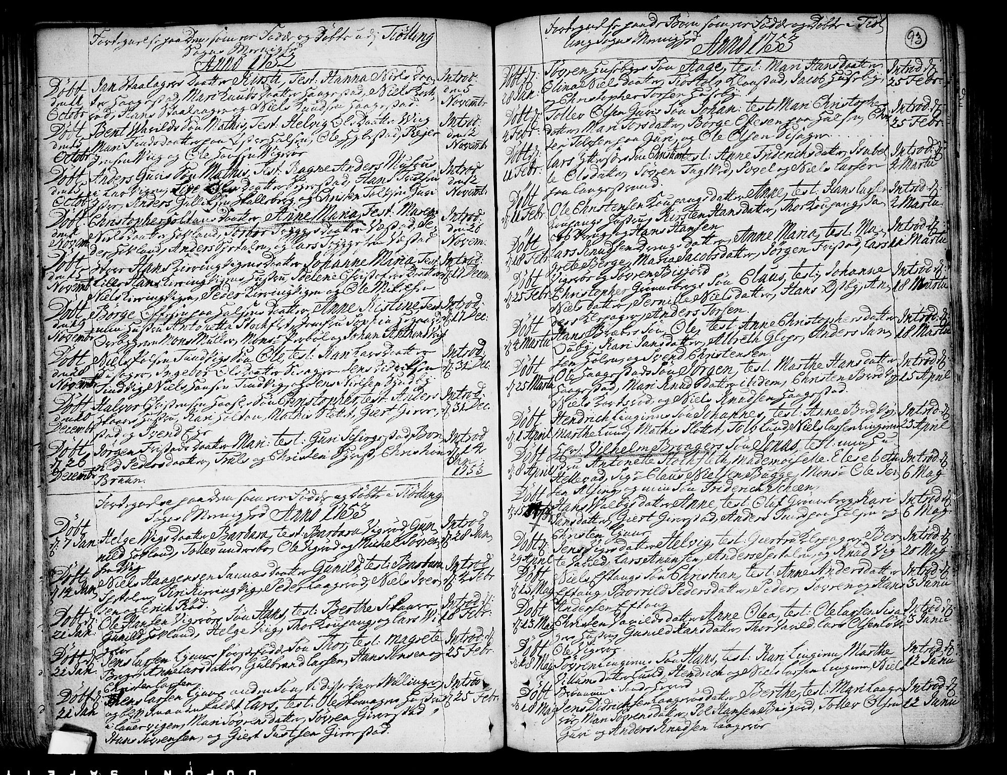 Tjølling kirkebøker, AV/SAKO-A-60/F/Fa/L0003: Parish register (official) no. 3, 1735-1778, p. 93