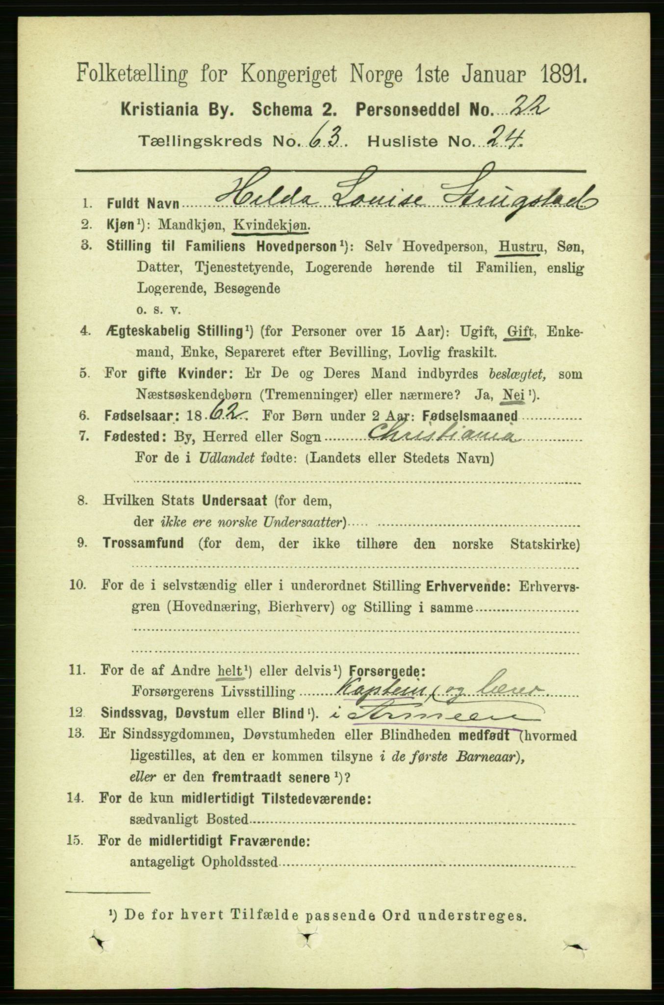 RA, 1891 census for 0301 Kristiania, 1891, p. 34165