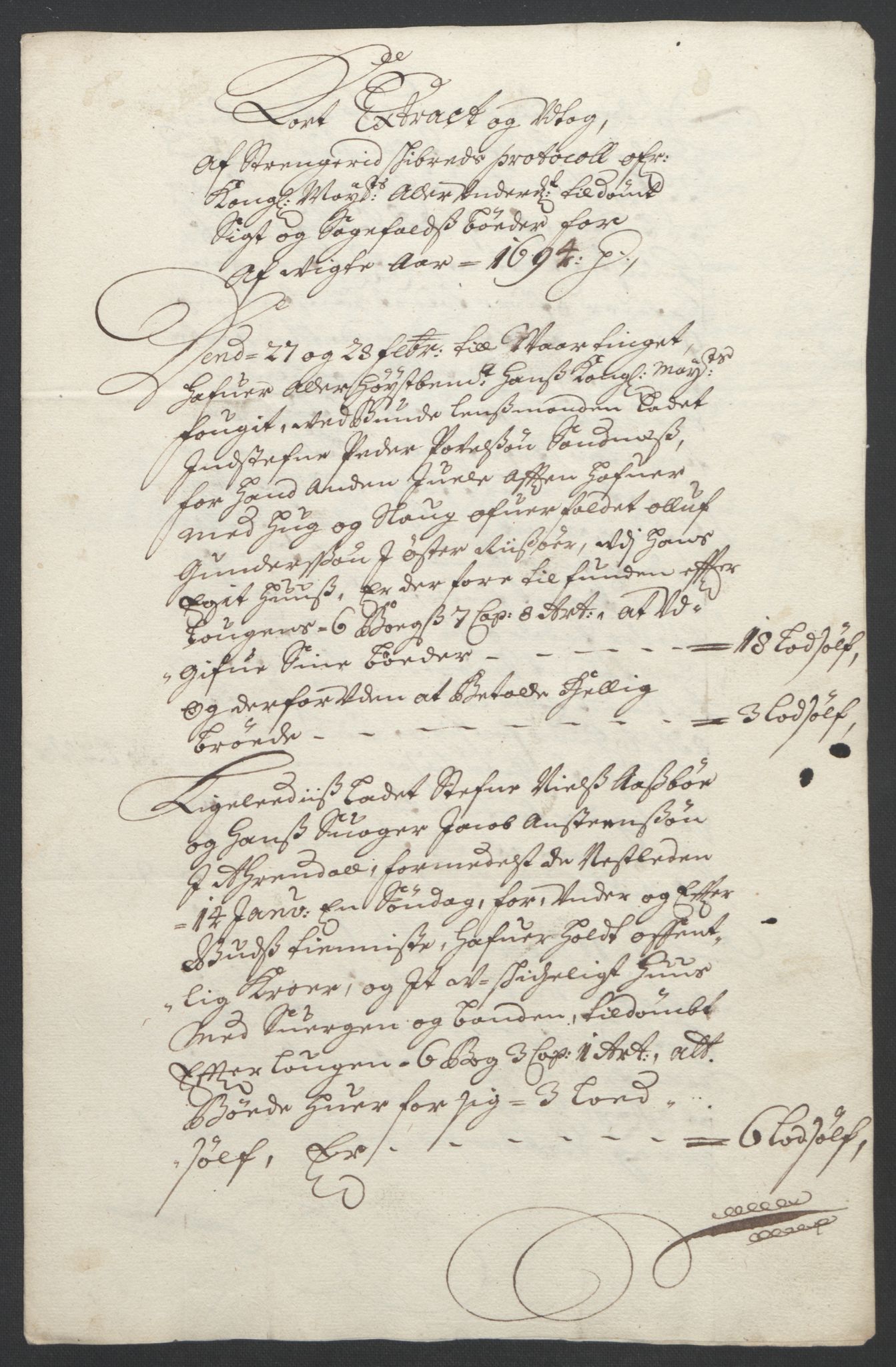 Rentekammeret inntil 1814, Reviderte regnskaper, Fogderegnskap, AV/RA-EA-4092/R39/L2312: Fogderegnskap Nedenes, 1693-1695, p. 139