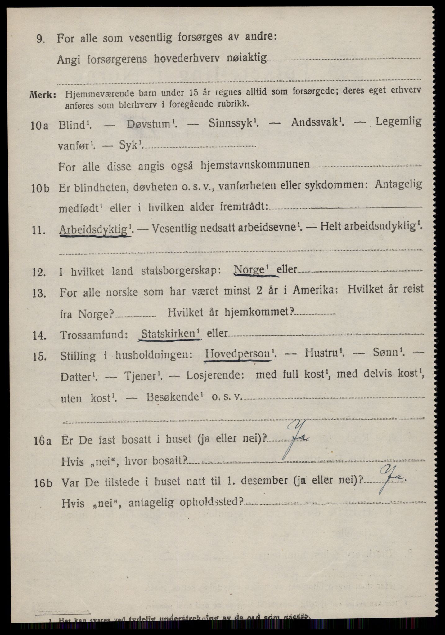 SAT, 1920 census for Volda, 1920, p. 5637