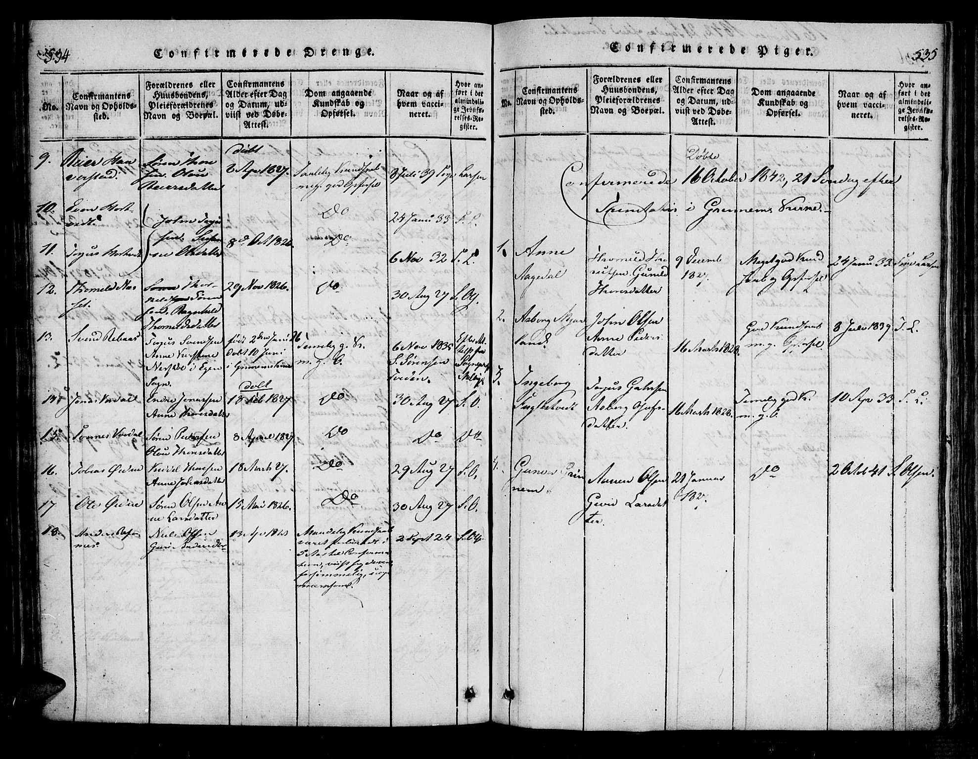 Bjelland sokneprestkontor, SAK/1111-0005/F/Fa/Fac/L0001: Parish register (official) no. A 1, 1815-1866, p. 534-535