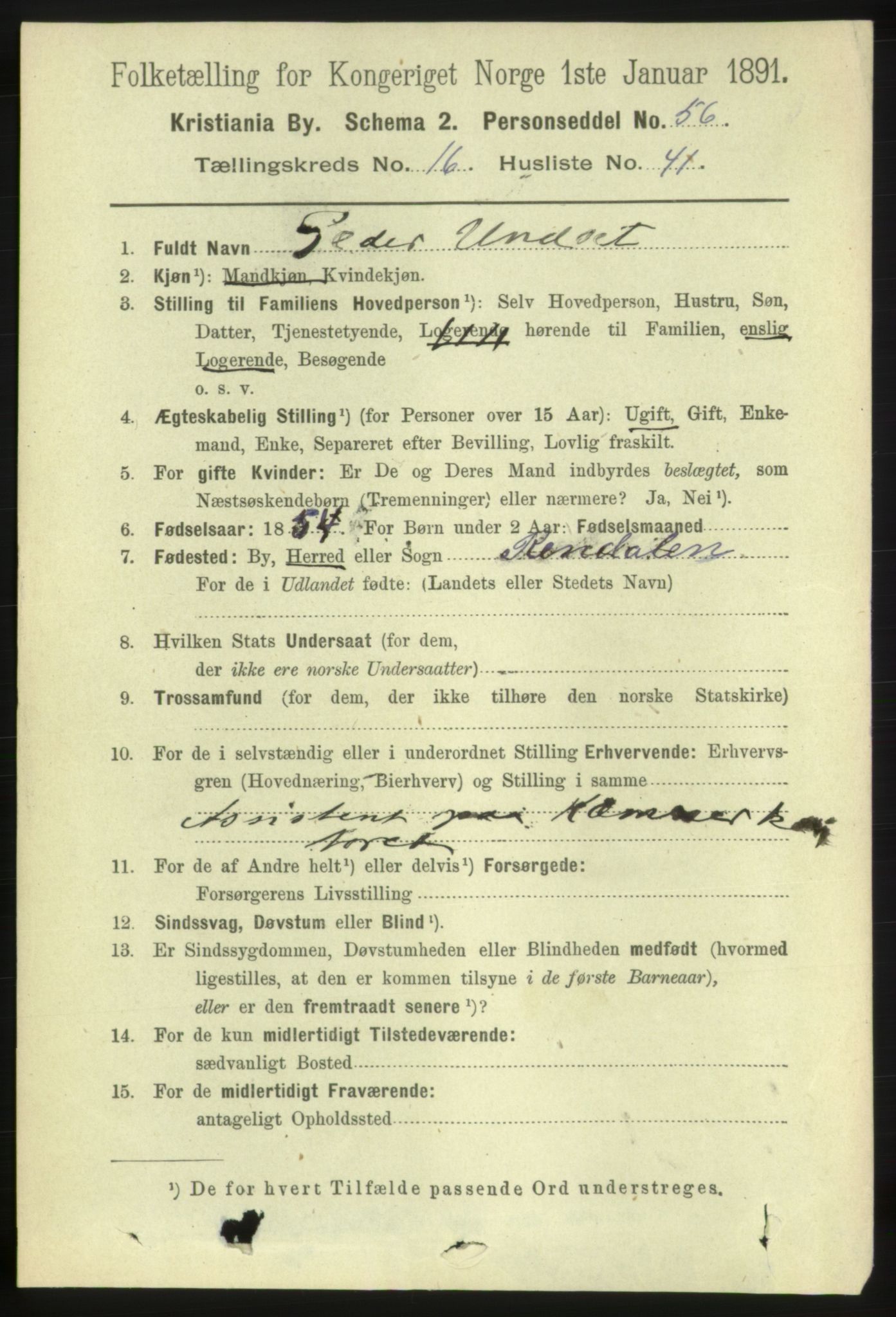 RA, 1891 census for 0301 Kristiania, 1891, p. 8044