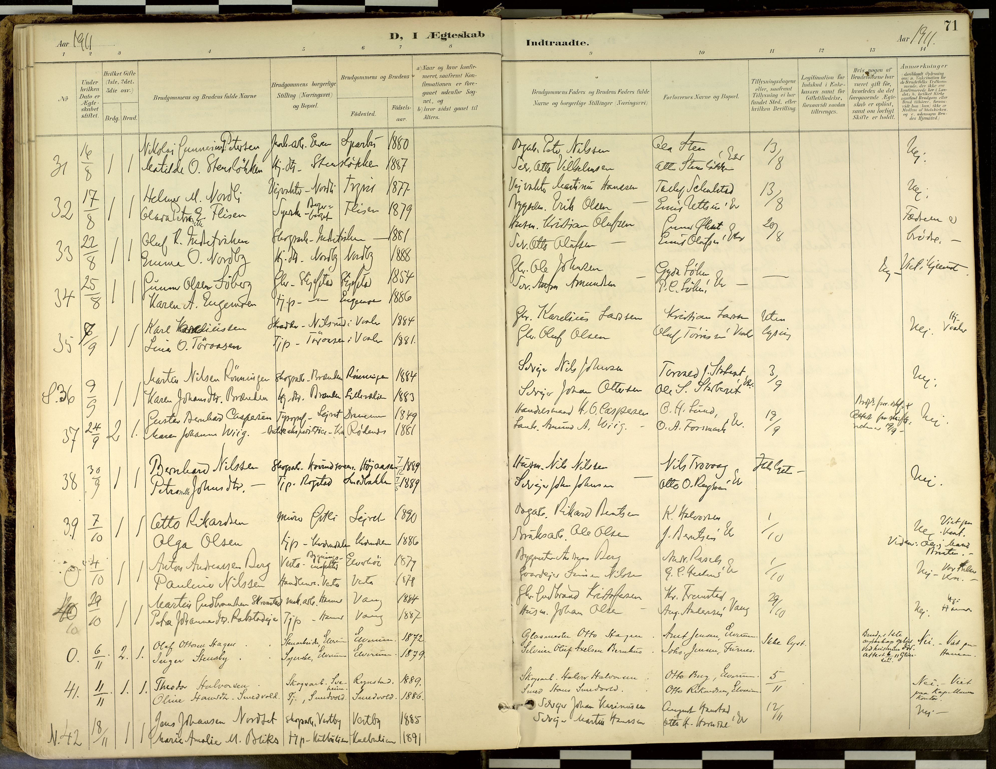 Elverum prestekontor, SAH/PREST-044/H/Ha/Haa/L0018: Parish register (official) no. 18, 1894-1914, p. 71