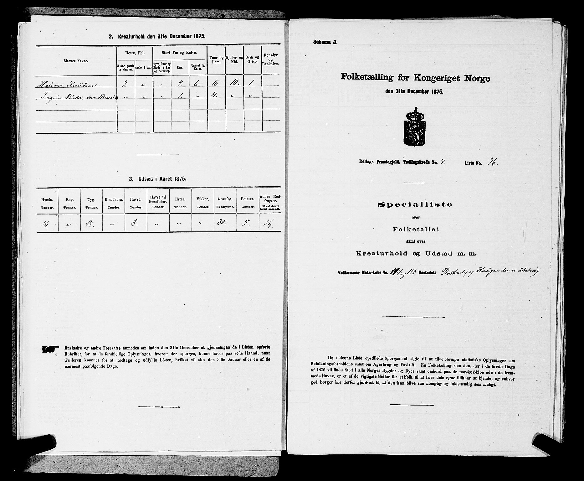 SAKO, 1875 census for 0632P Rollag, 1875, p. 439