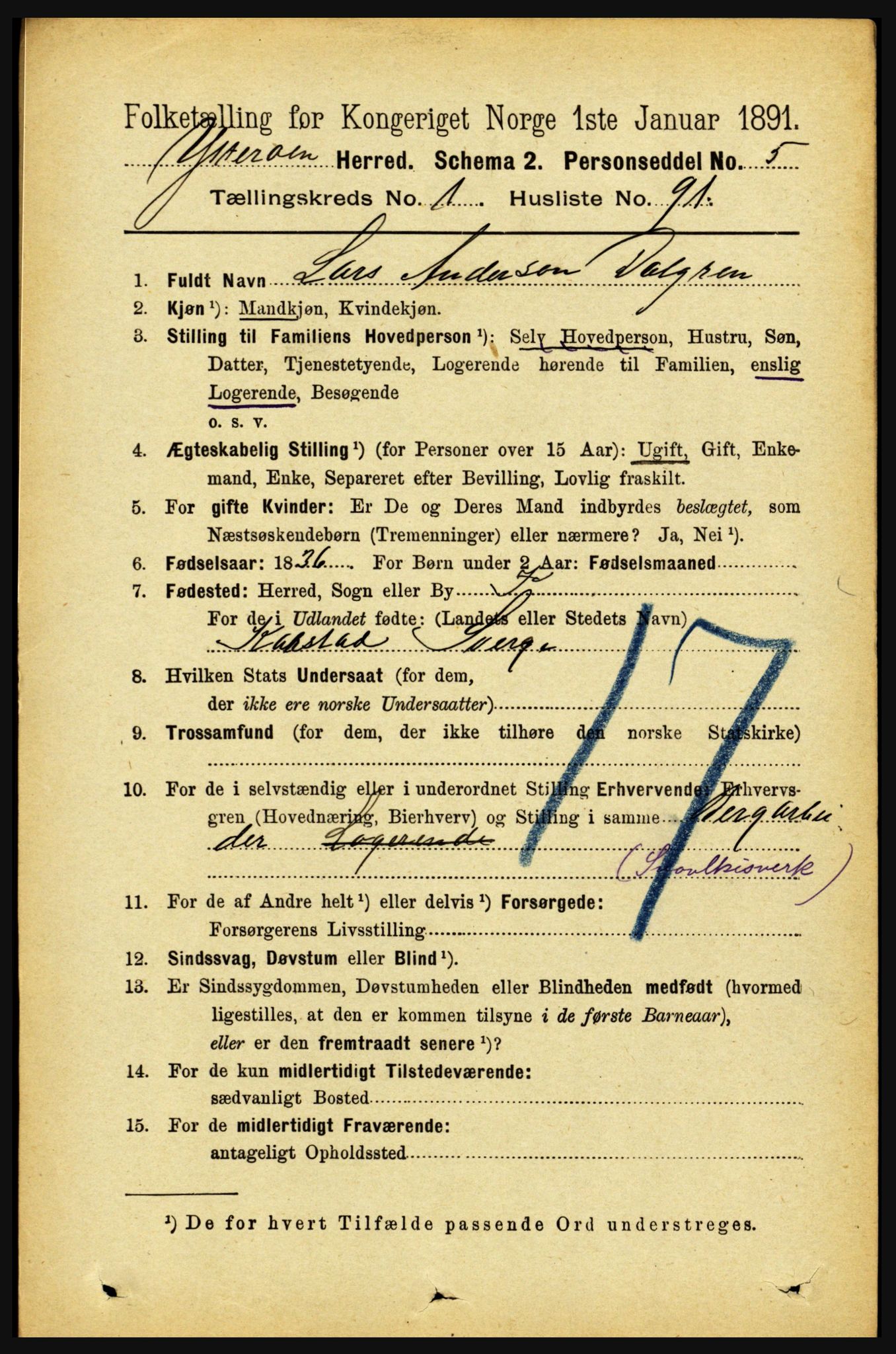 RA, 1891 census for 1722 Ytterøy, 1891, p. 685