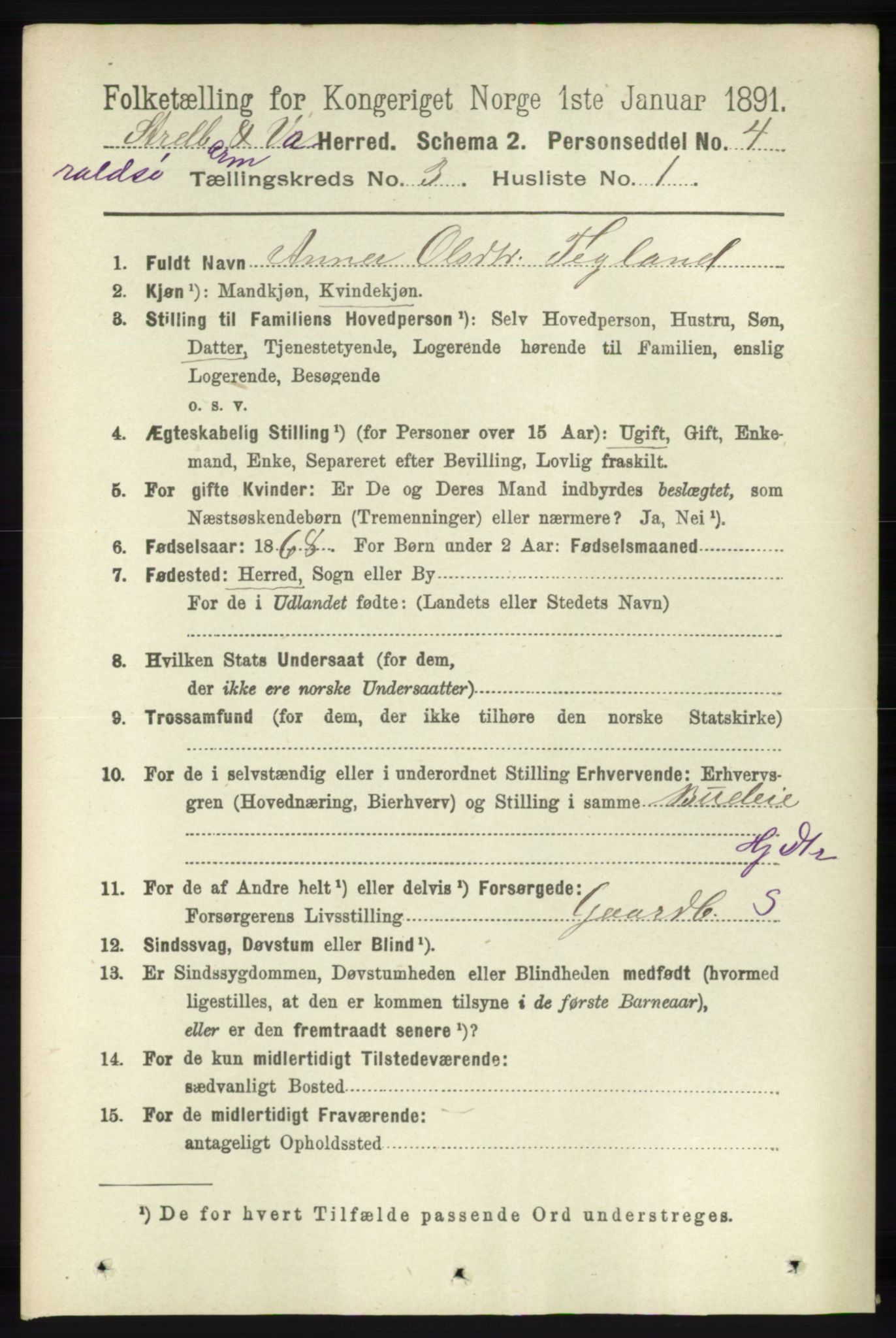 RA, 1891 census for 1226 Strandebarm og Varaldsøy, 1891, p. 1089