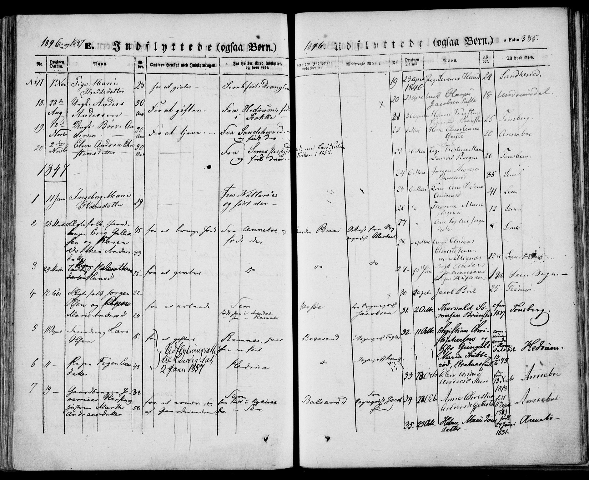 Stokke kirkebøker, AV/SAKO-A-320/F/Fa/L0007: Parish register (official) no. I 7, 1844-1857, p. 385