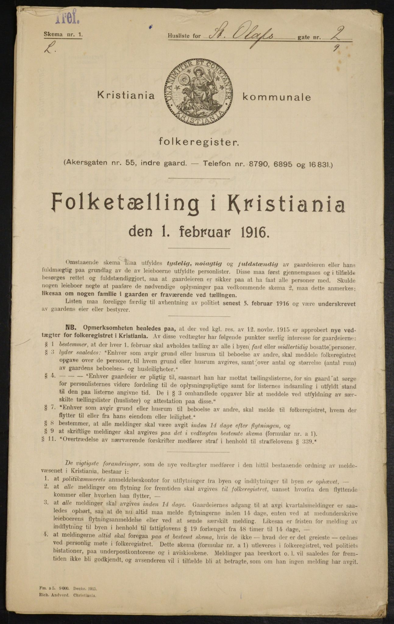 OBA, Municipal Census 1916 for Kristiania, 1916, p. 90161