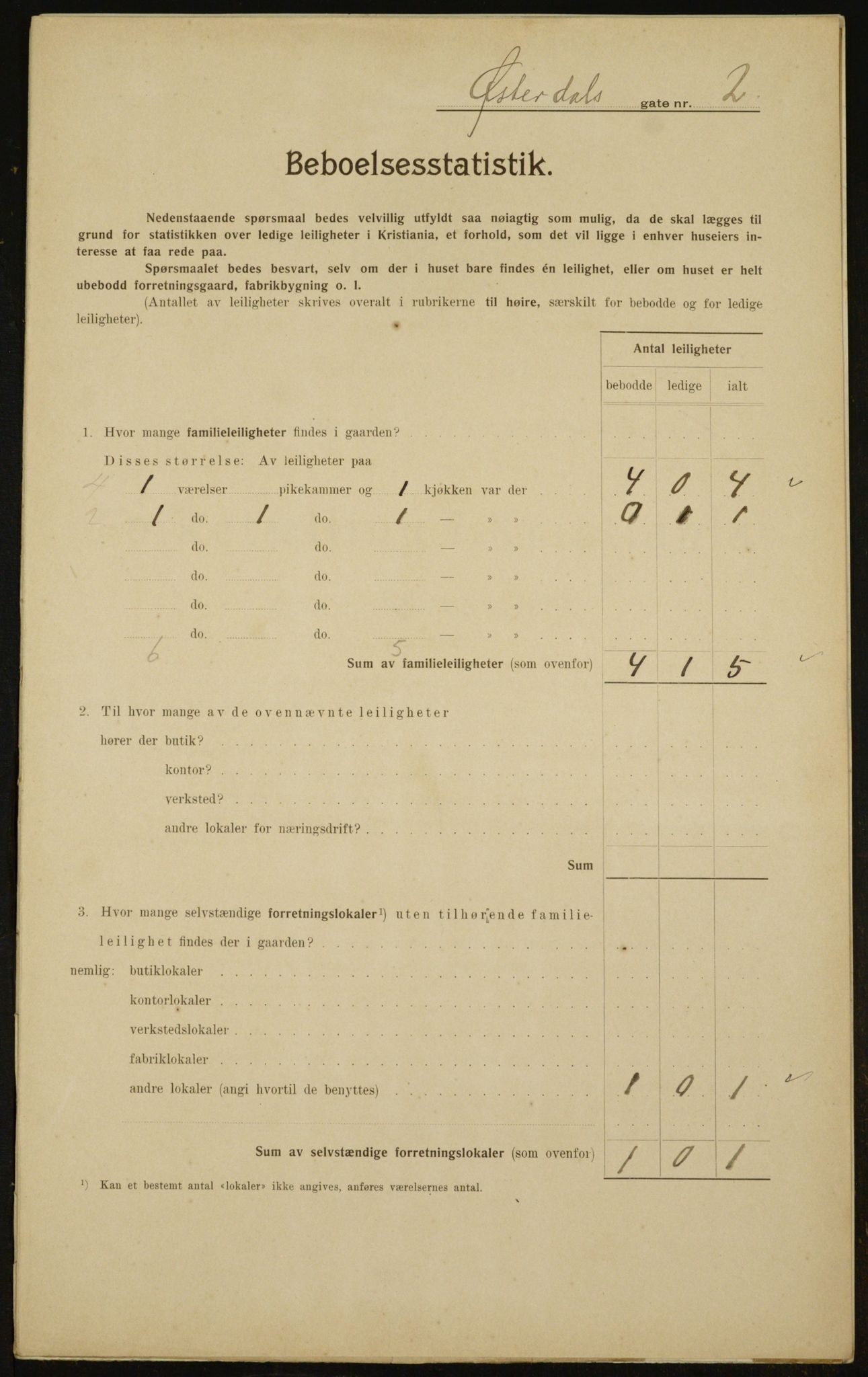 OBA, Municipal Census 1910 for Kristiania, 1910, p. 122257