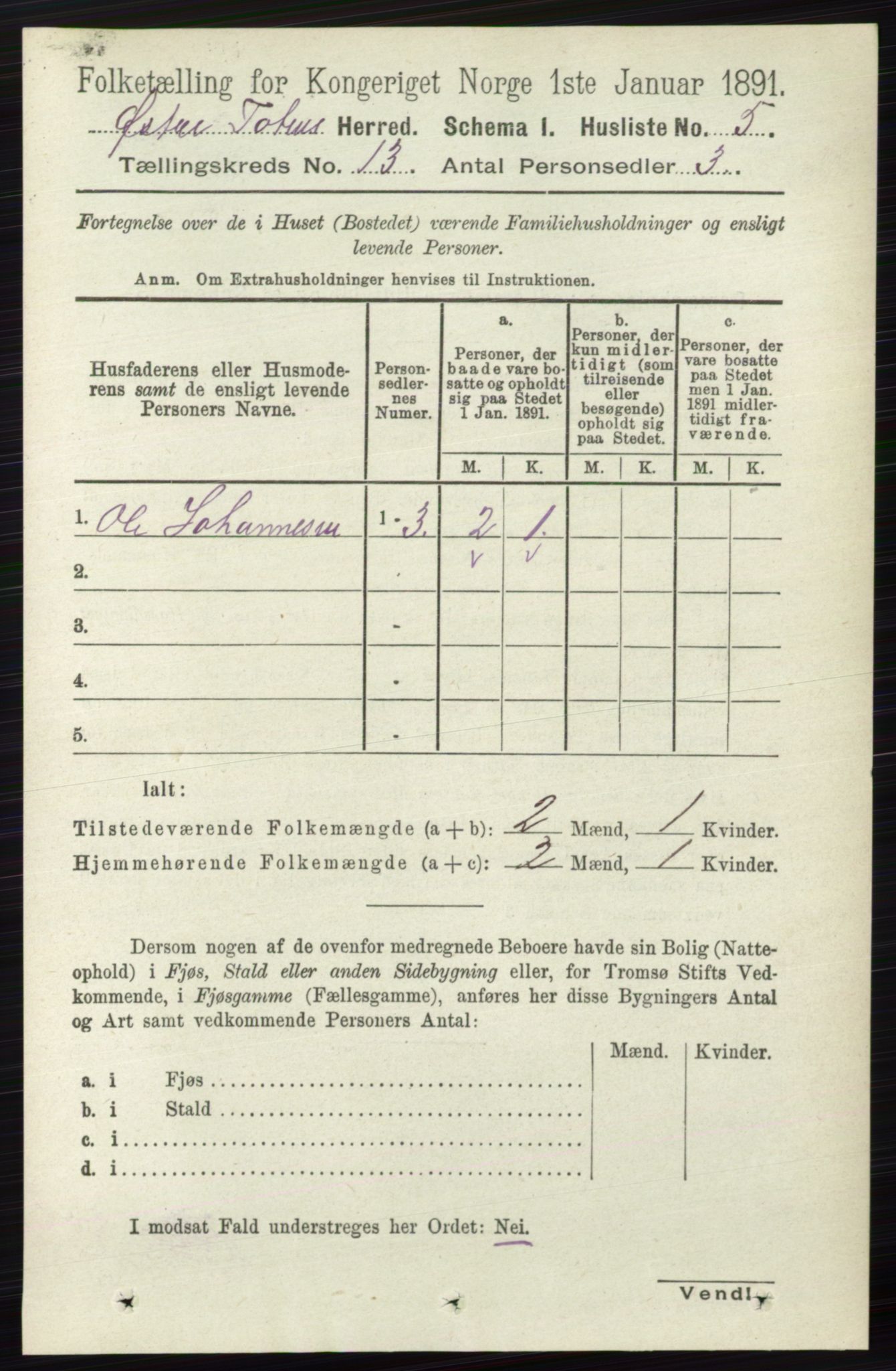 RA, 1891 census for 0528 Østre Toten, 1891, p. 8343