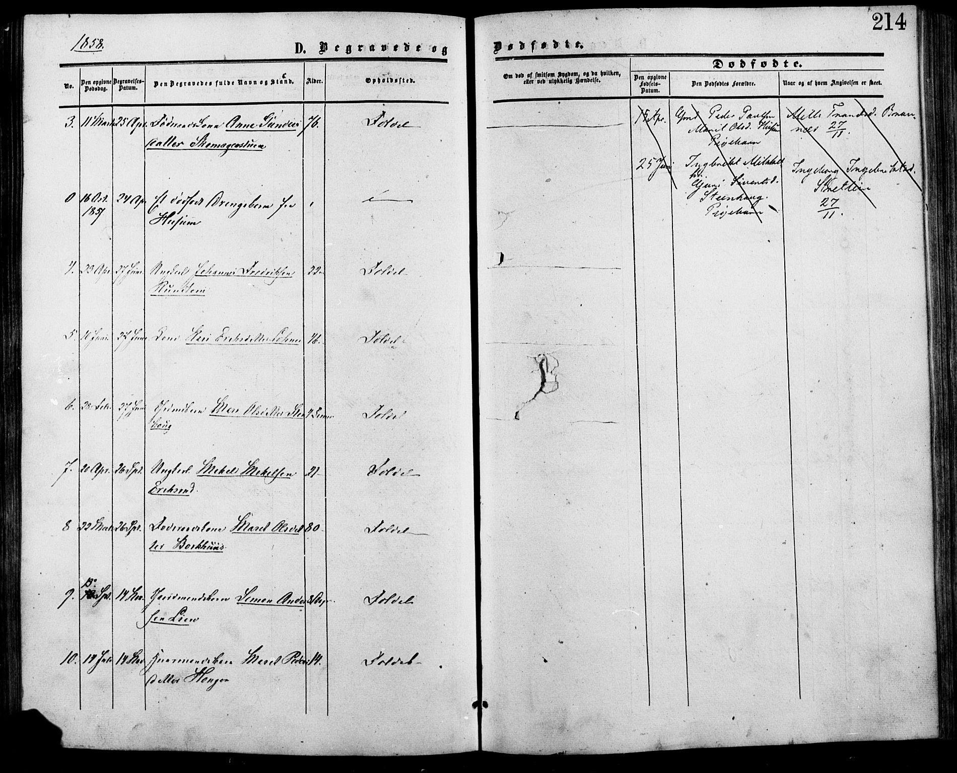 Lesja prestekontor, SAH/PREST-068/H/Ha/Haa/L0007: Parish register (official) no. 7, 1854-1862, p. 214