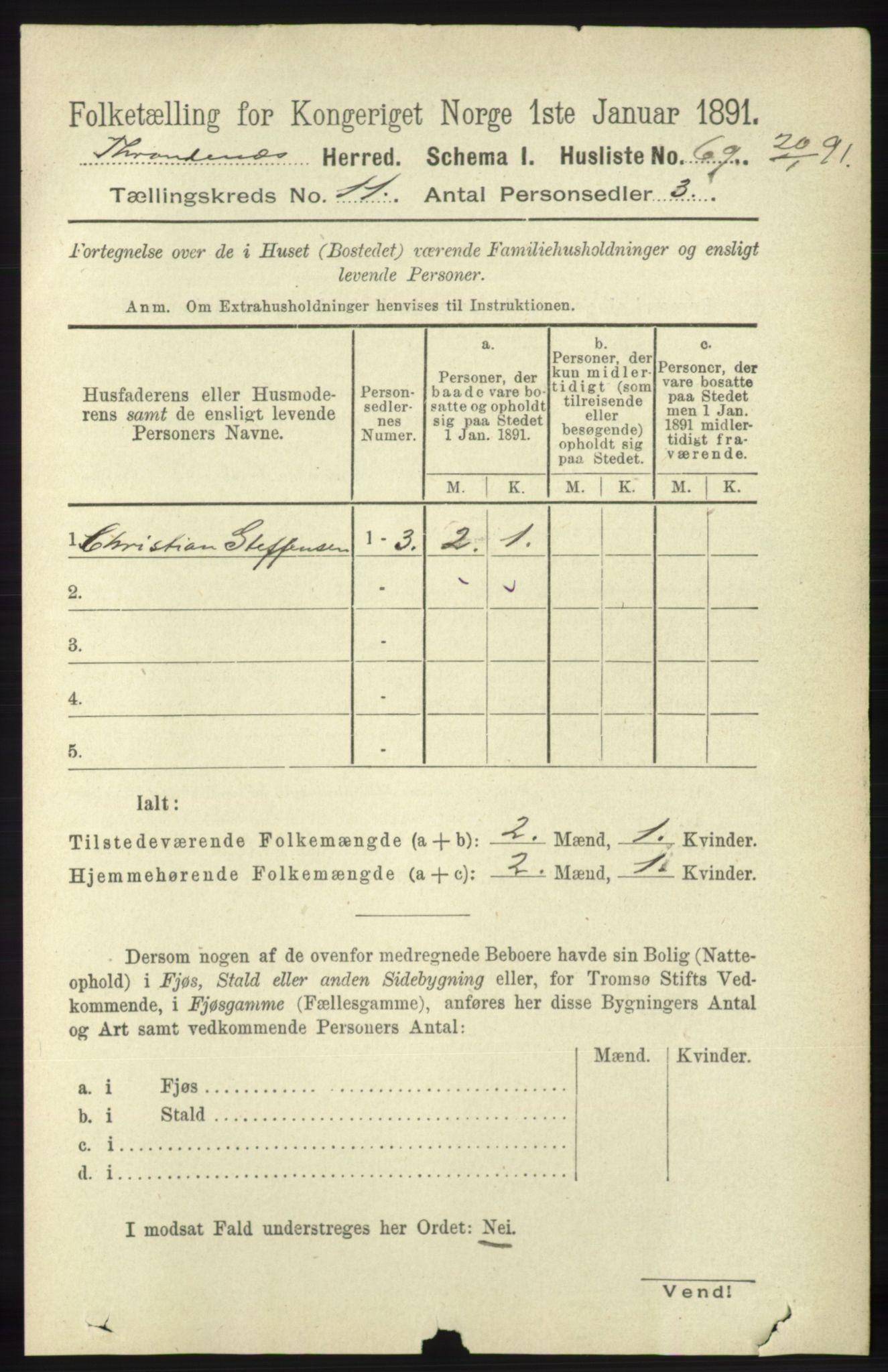 RA, 1891 census for 1914 Trondenes, 1891, p. 7991