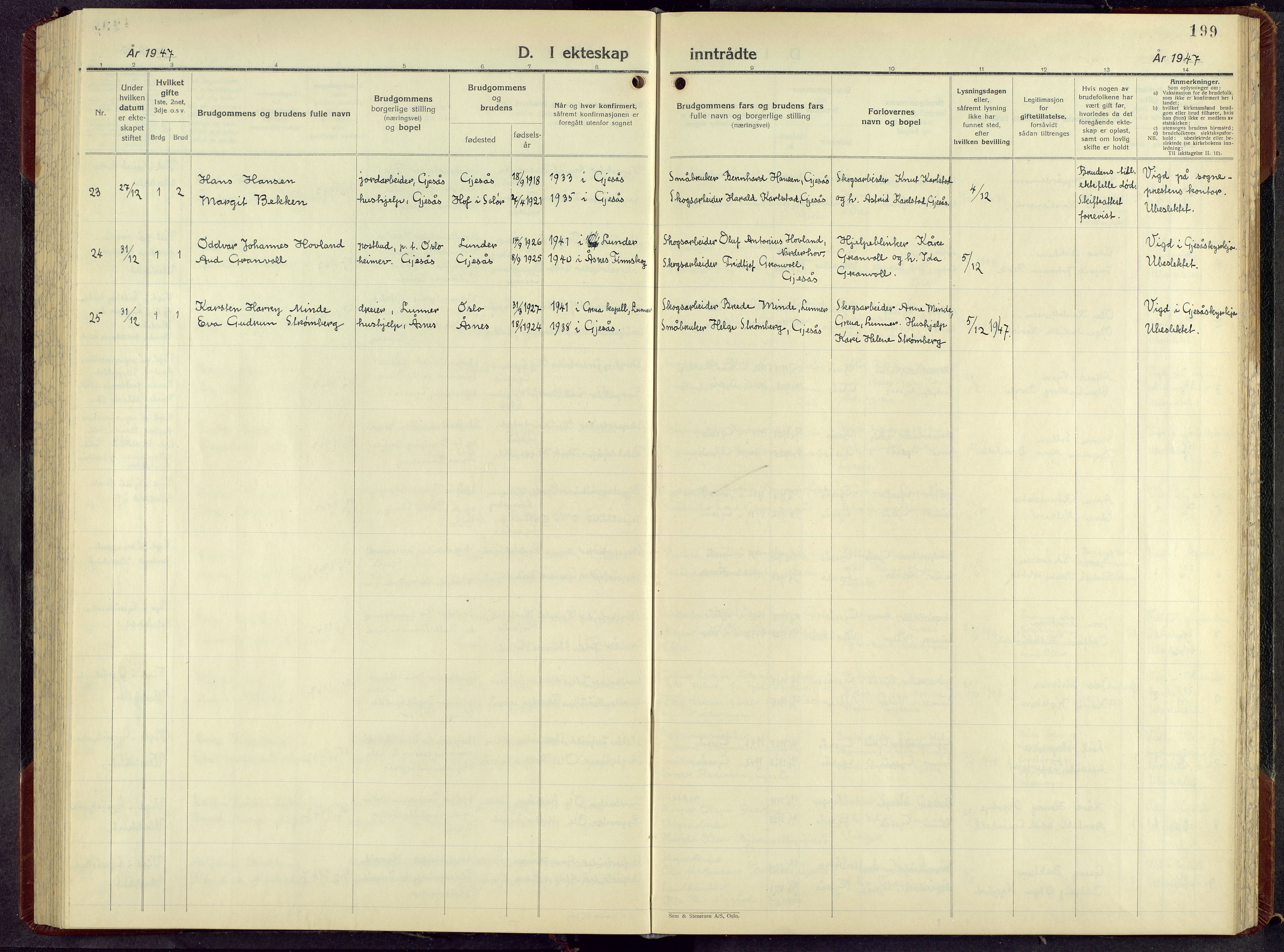 Åsnes prestekontor, AV/SAH-PREST-042/H/Ha/Hab/L0013: Parish register (copy) no. 13, 1943-1966, p. 199