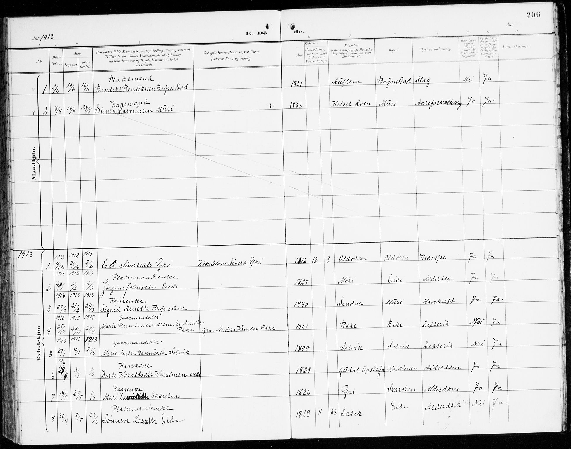 Innvik sokneprestembete, AV/SAB-A-80501: Parish register (official) no. C 2, 1900-1920, p. 206