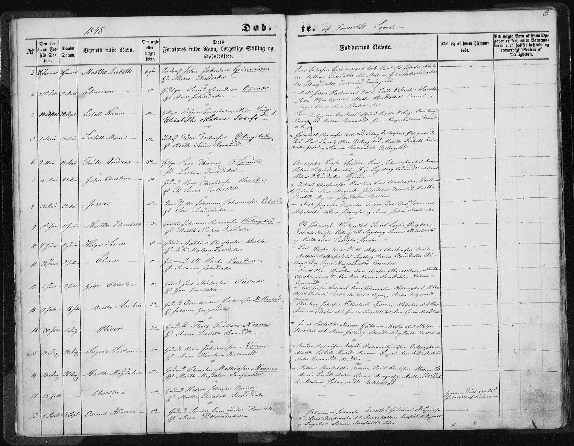 Torvastad sokneprestkontor, AV/SAST-A -101857/H/Ha/Haa/L0008: Parish register (official) no. A 8, 1847-1856, p. 3