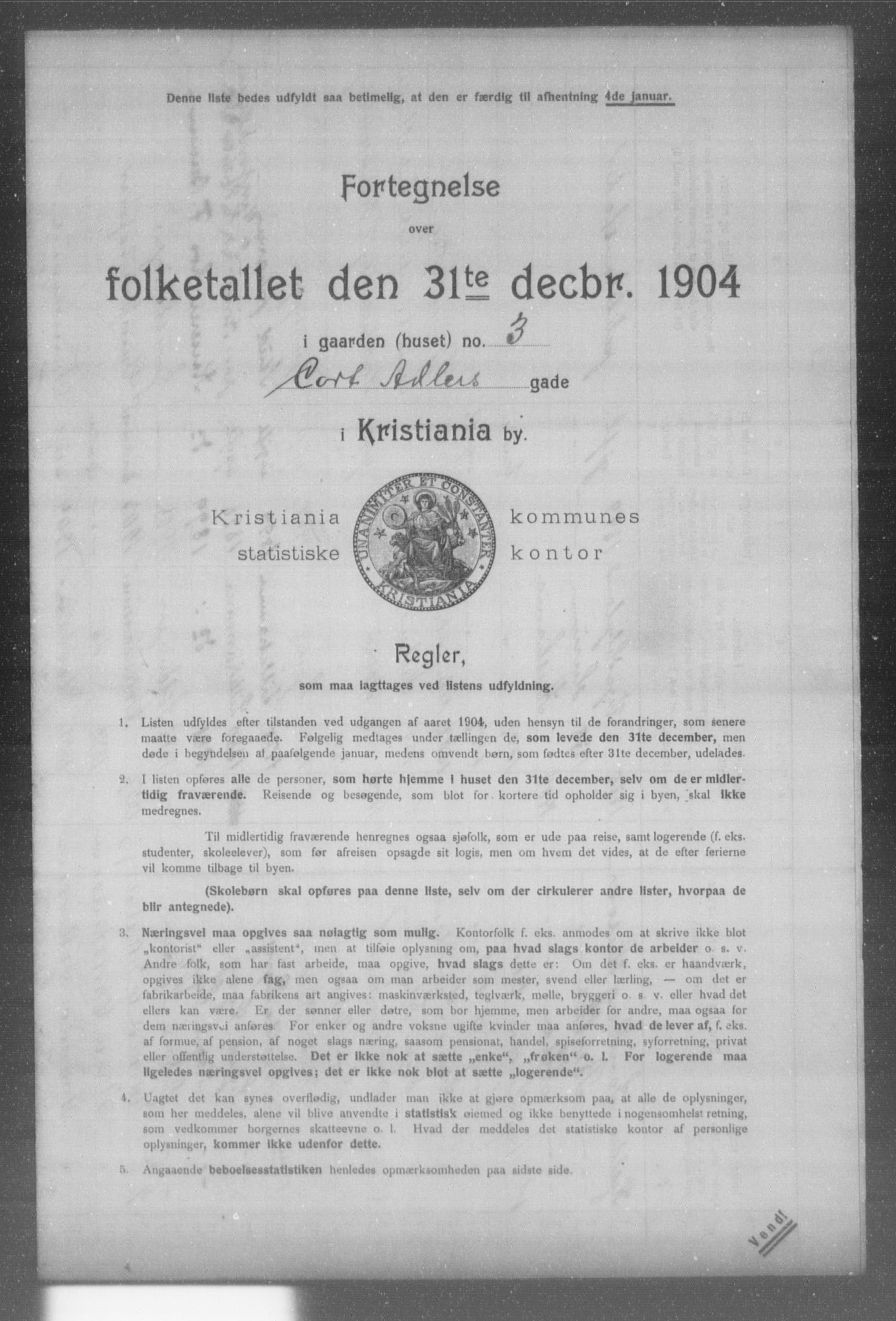 OBA, Municipal Census 1904 for Kristiania, 1904, p. 2756