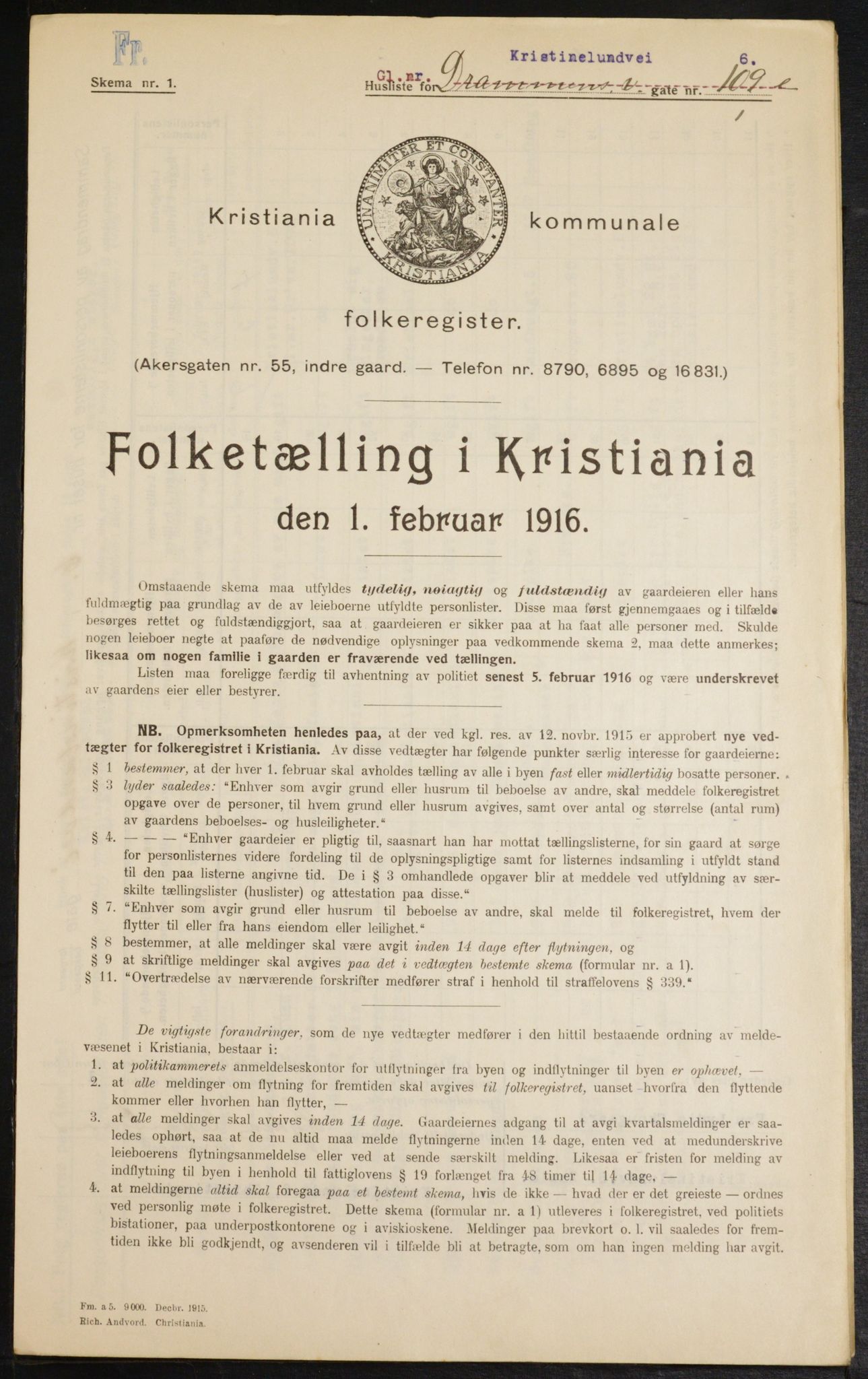 OBA, Municipal Census 1916 for Kristiania, 1916, p. 55649