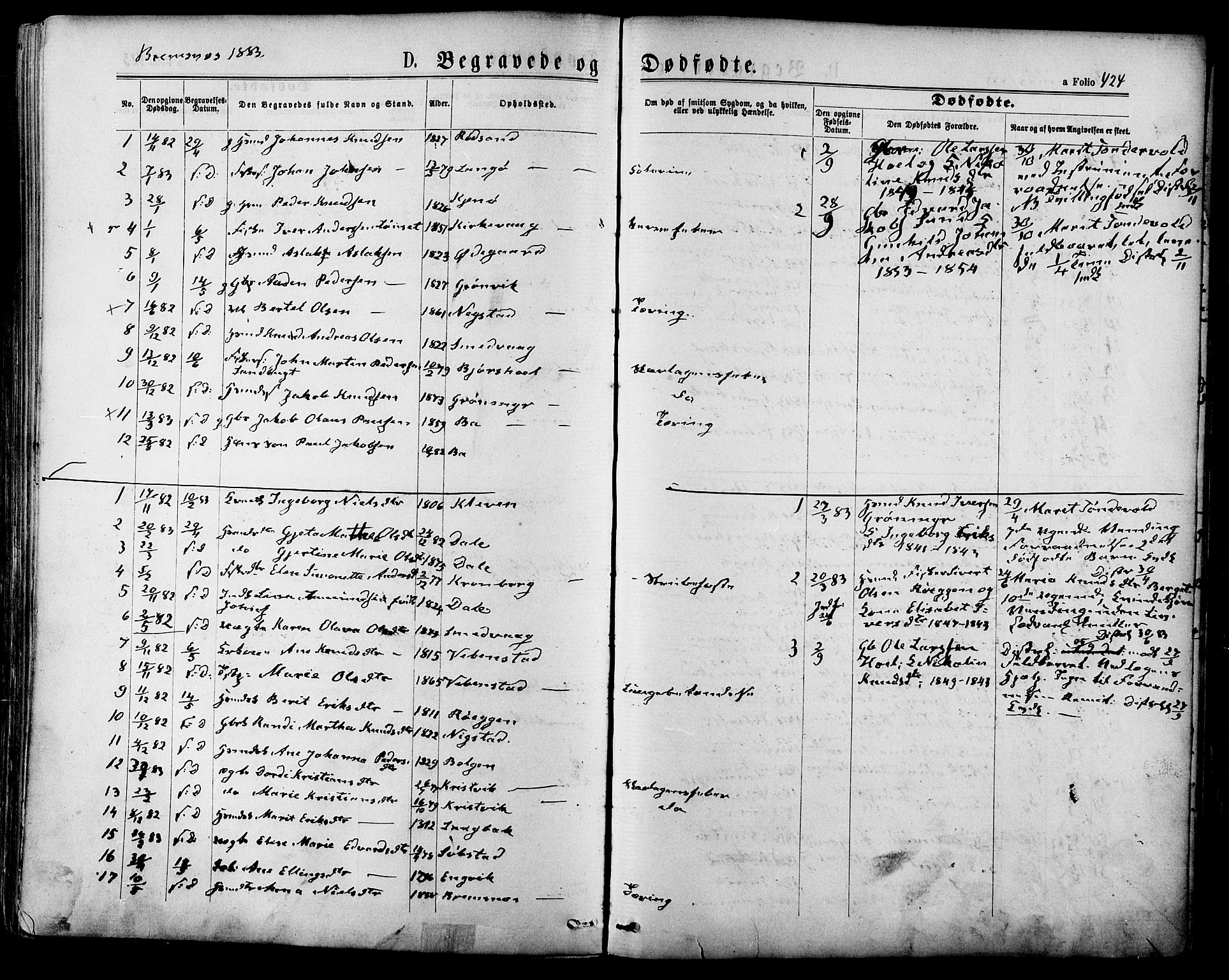 Ministerialprotokoller, klokkerbøker og fødselsregistre - Møre og Romsdal, SAT/A-1454/568/L0806: Parish register (official) no. 568A12 /3, 1878-1884, p. 424