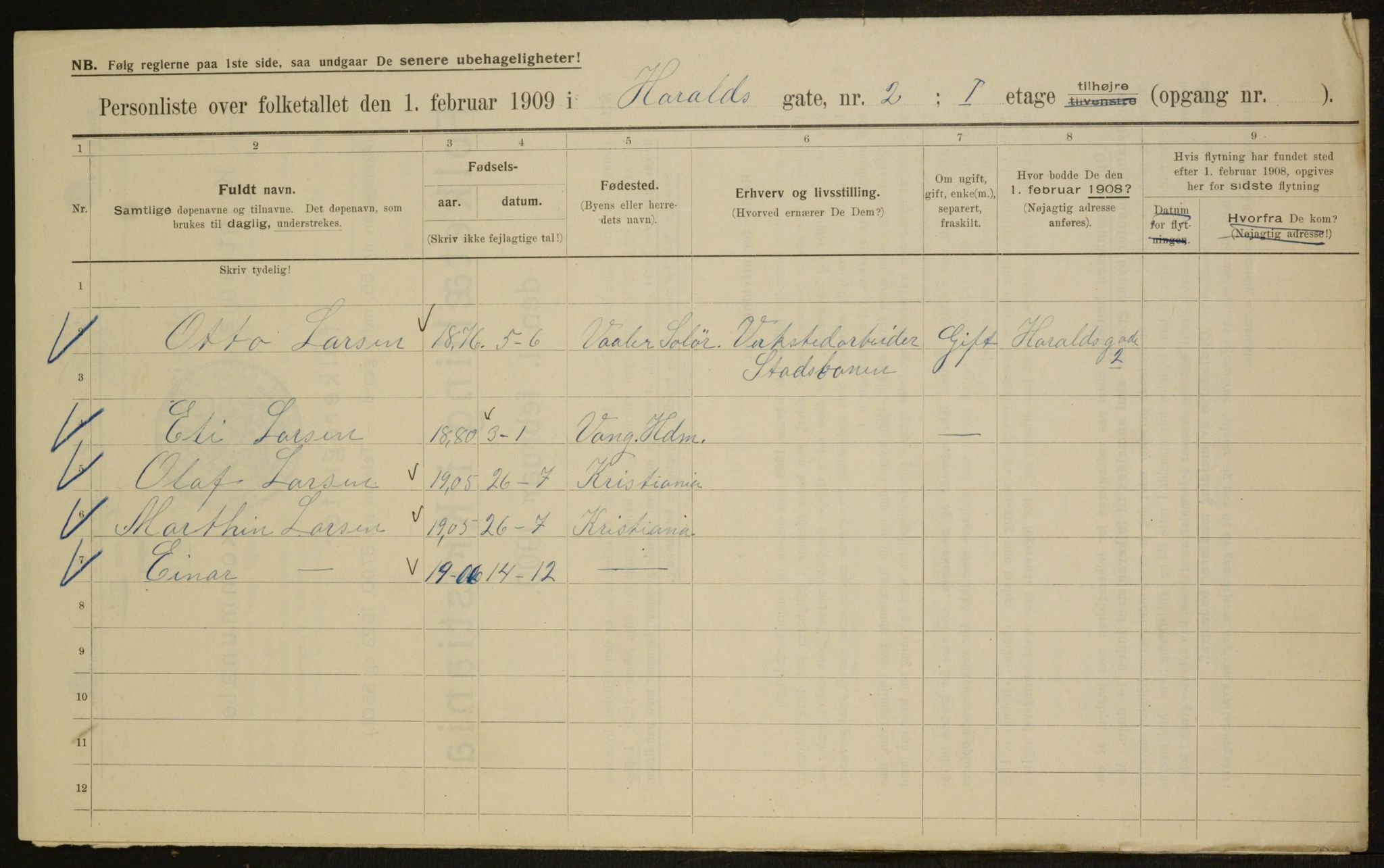 OBA, Municipal Census 1909 for Kristiania, 1909, p. 117240